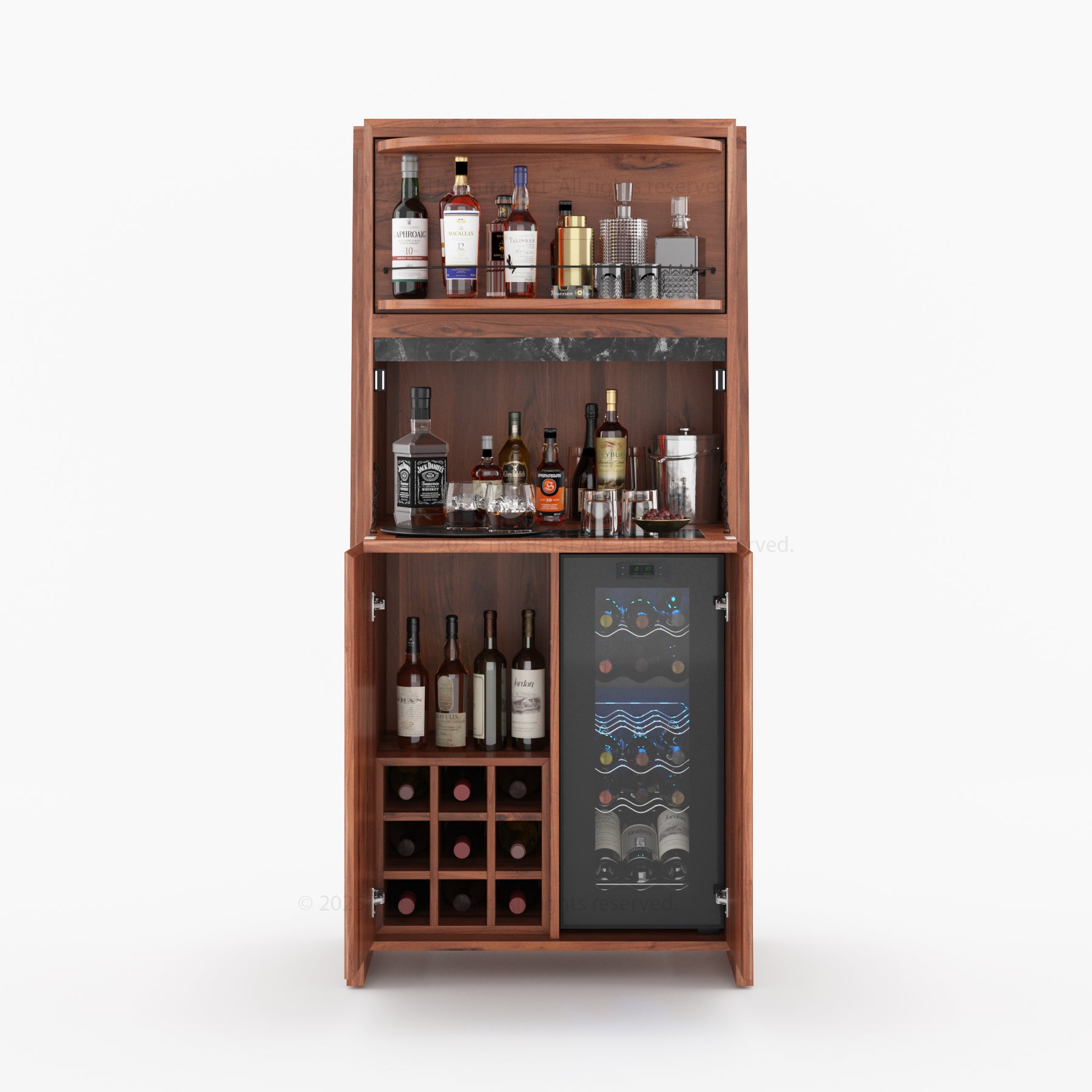Beckley Solid Wood Revolving Wine Bar Cabinet