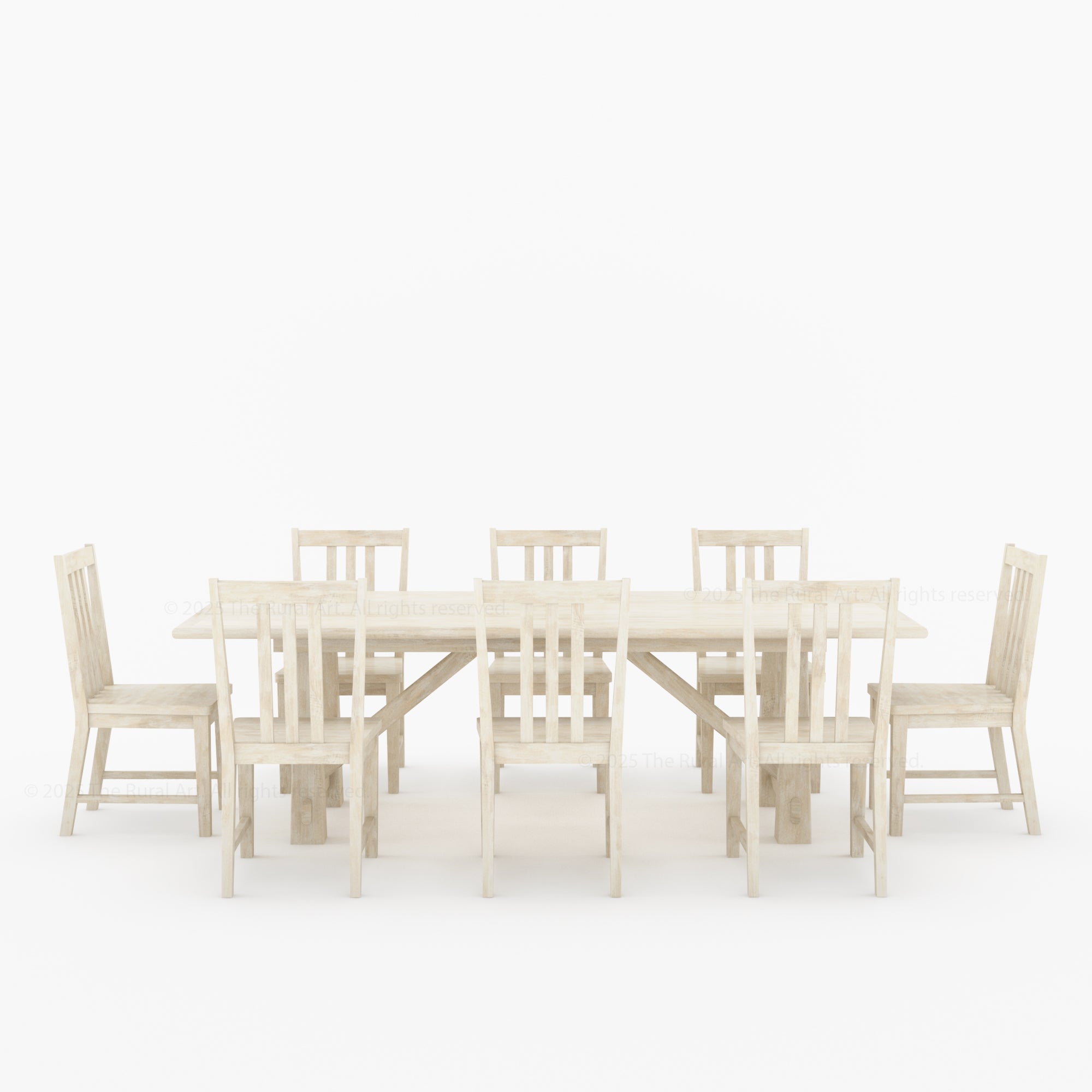 Shelbyville Solid Wood Farmhouse Dining Table & Slatted-Back Chair Set