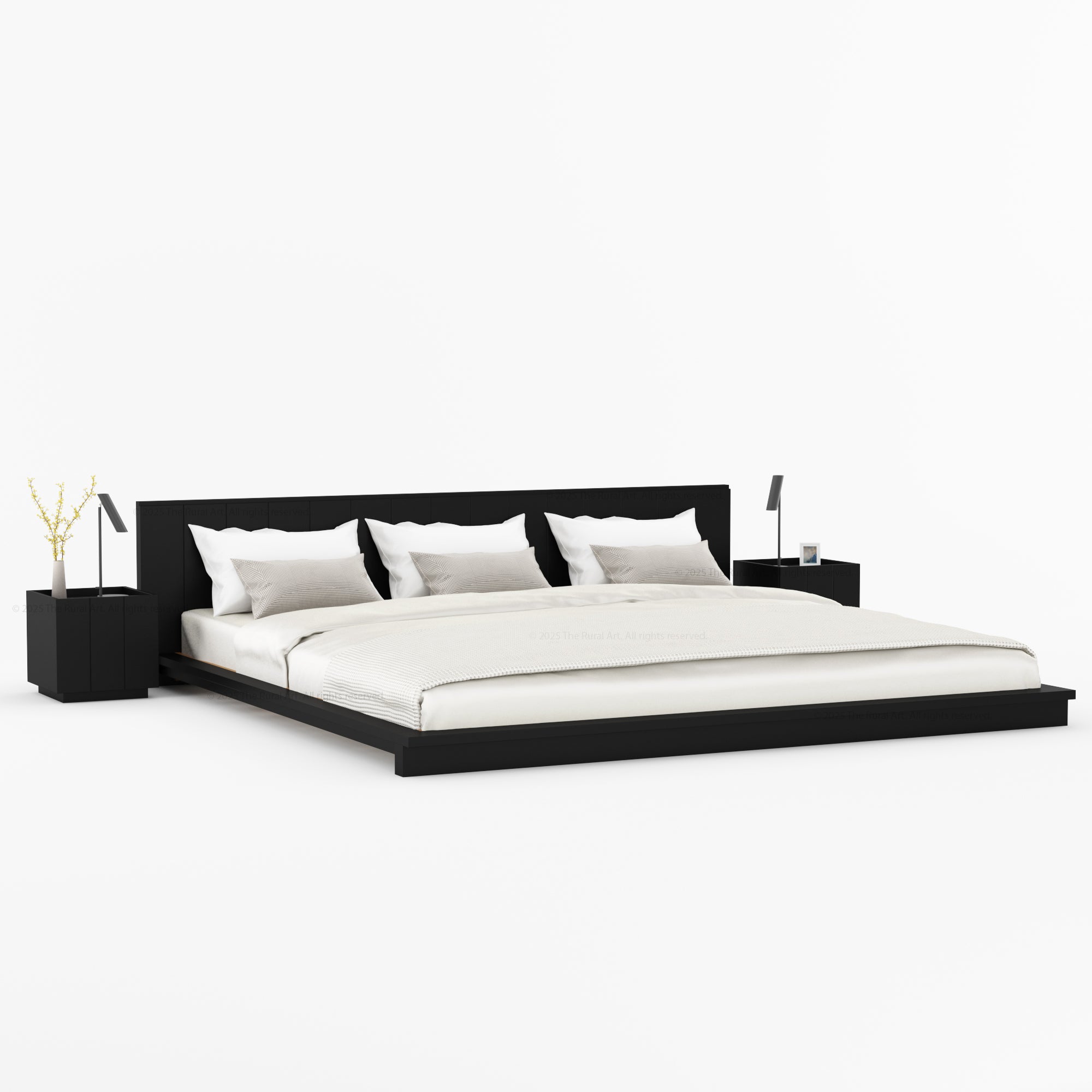 Sierra Vista Teak Wood Platform Bed with Vertical Slat Headboard