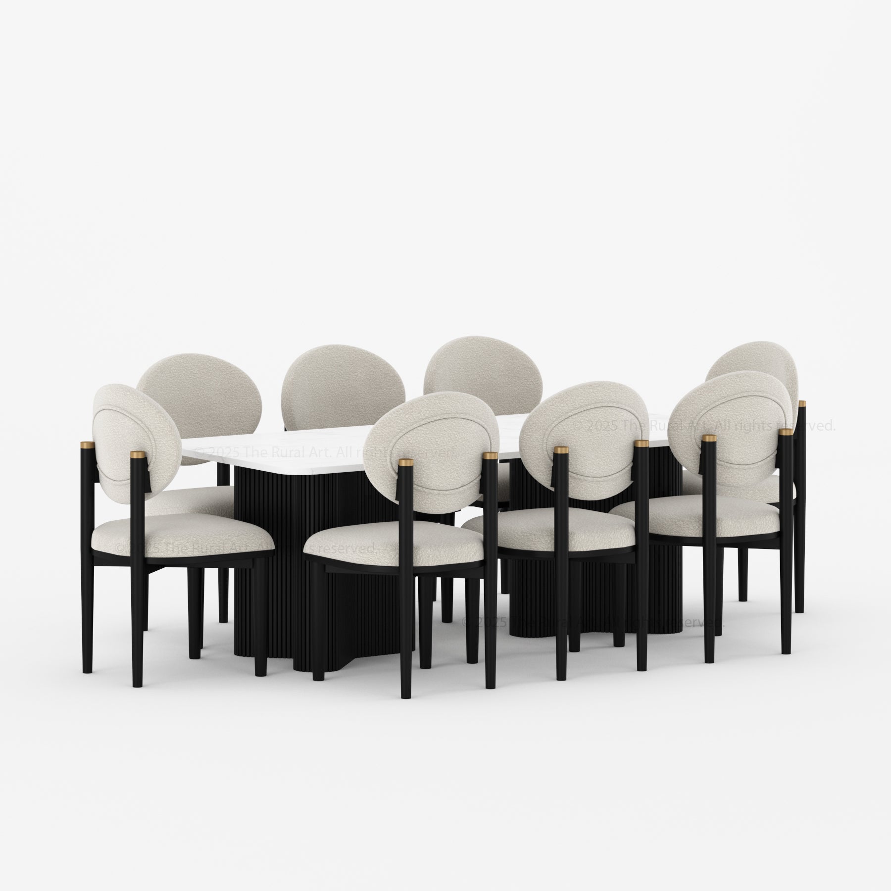 Valdez Fluted Dining Table & Upholstered Chair Set