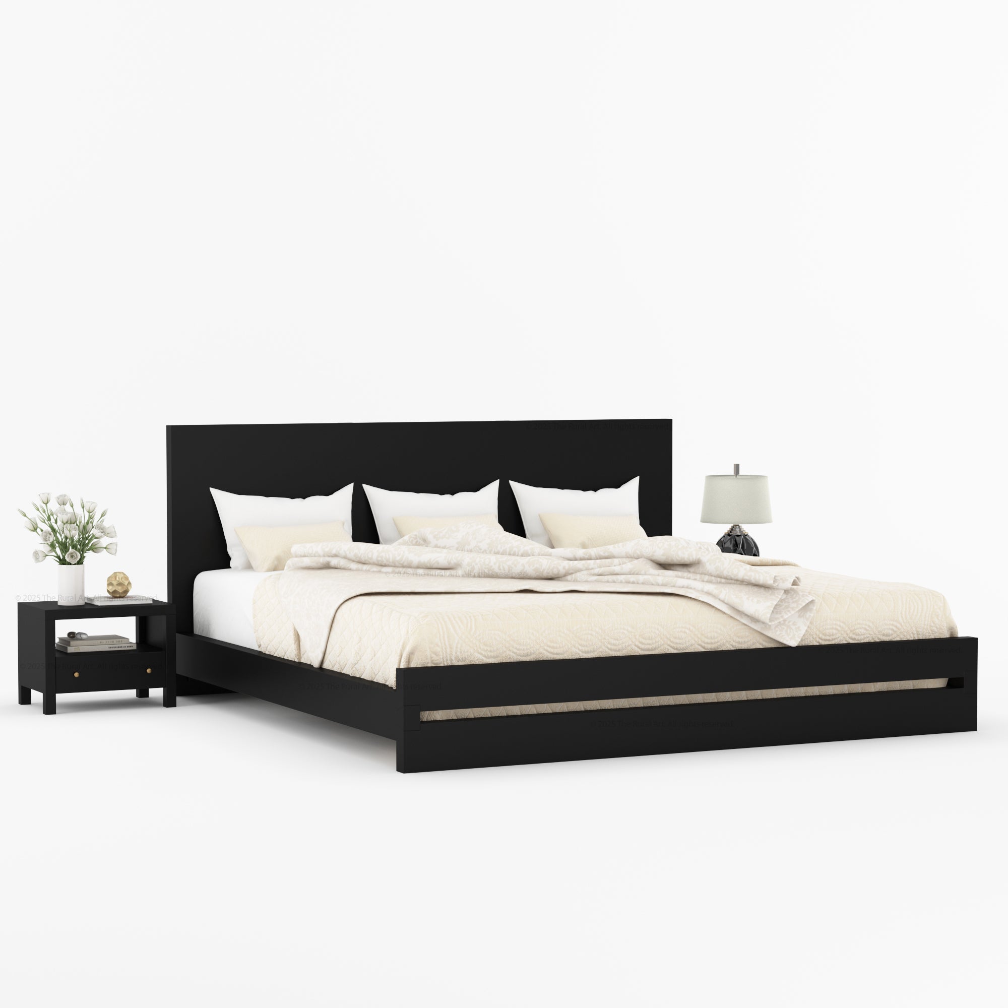 Lompoc Rustic Solid Wood Platform Bed Modern Minimalist Design