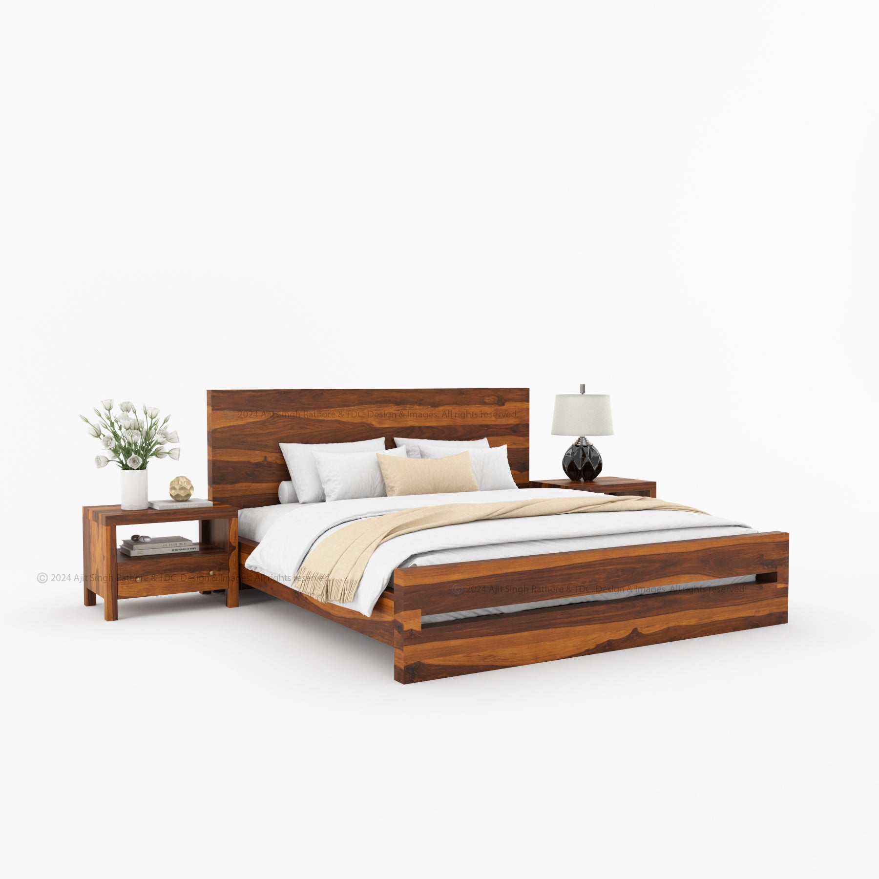 Lompoc Rustic Solid Wood Platform Bed Modern Minimalist Design