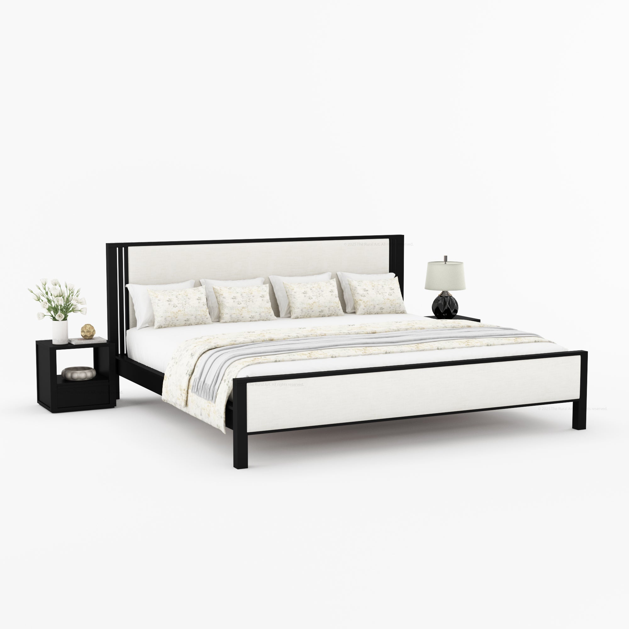 San Marino Premium Solid Indian Rosewood Upholstered Platform Bed