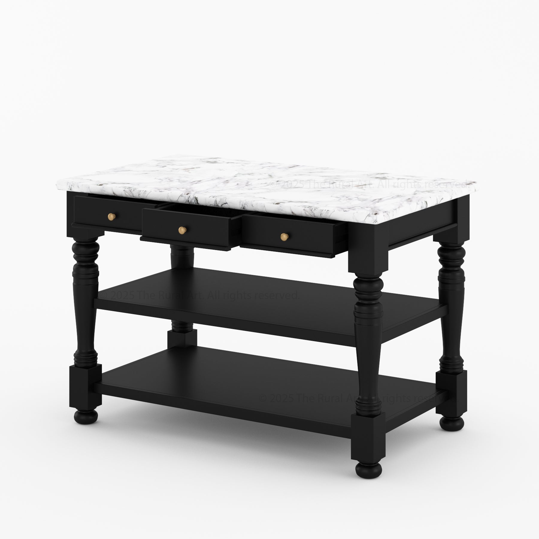 Tampa Solid Wood Kitchen Island with Marble Top