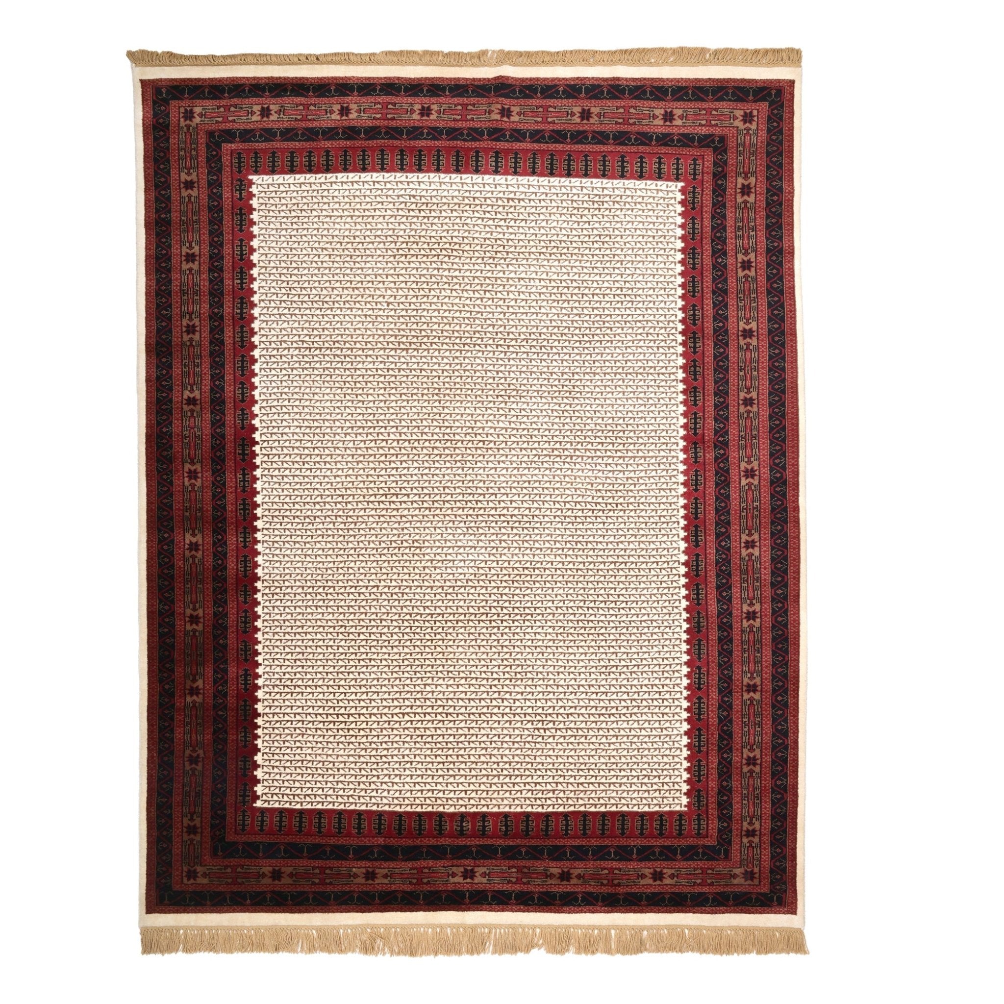 Sedona Hand-Knotted Wool Tribal Rug – Cream & Rust | Medium Pile Mild Soft Finish