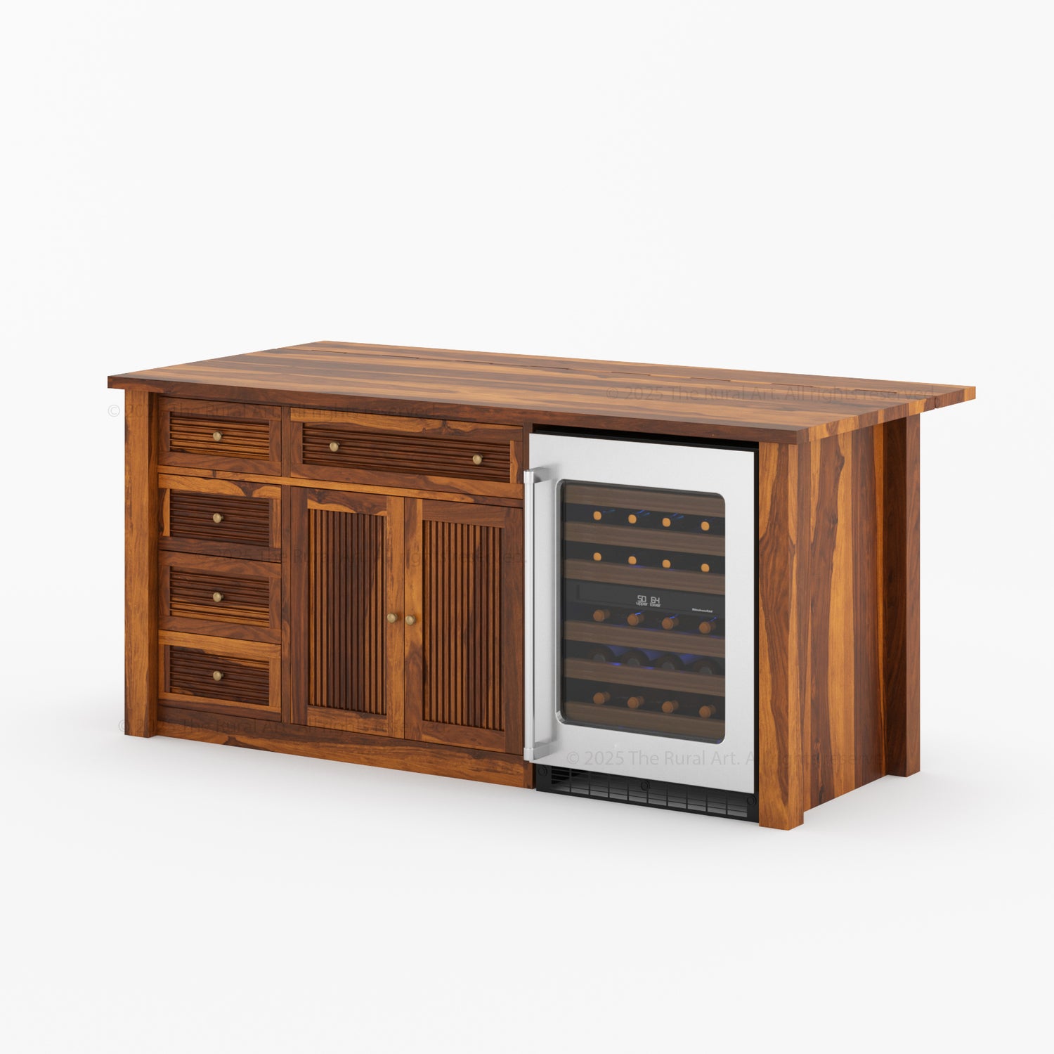 Tuscumbia Solid Wood Kitchen Island with Refrigerator Space & Drop Leaf