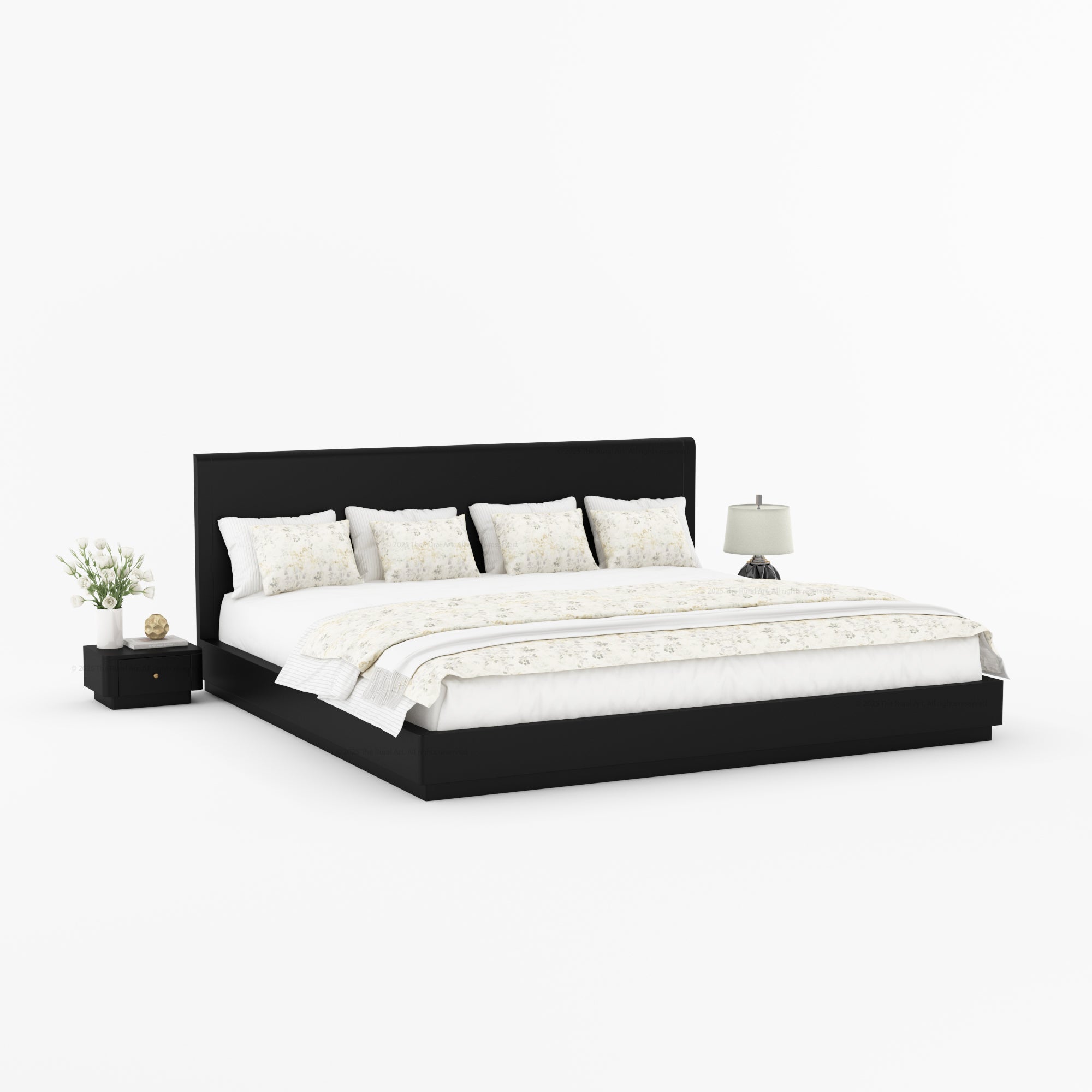 Auburn Solid Wood Pedestal Bed With Curved Edge Headboard