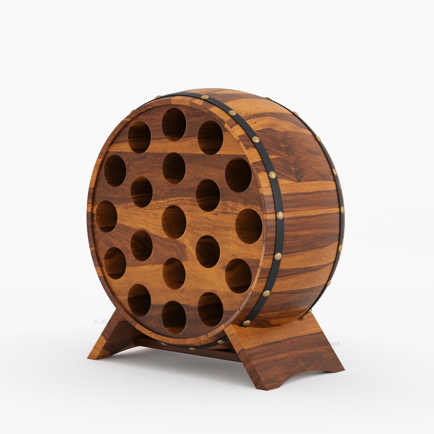 Portland Barrel Style Solid Wood Wine Rack 19 Bottle Holder