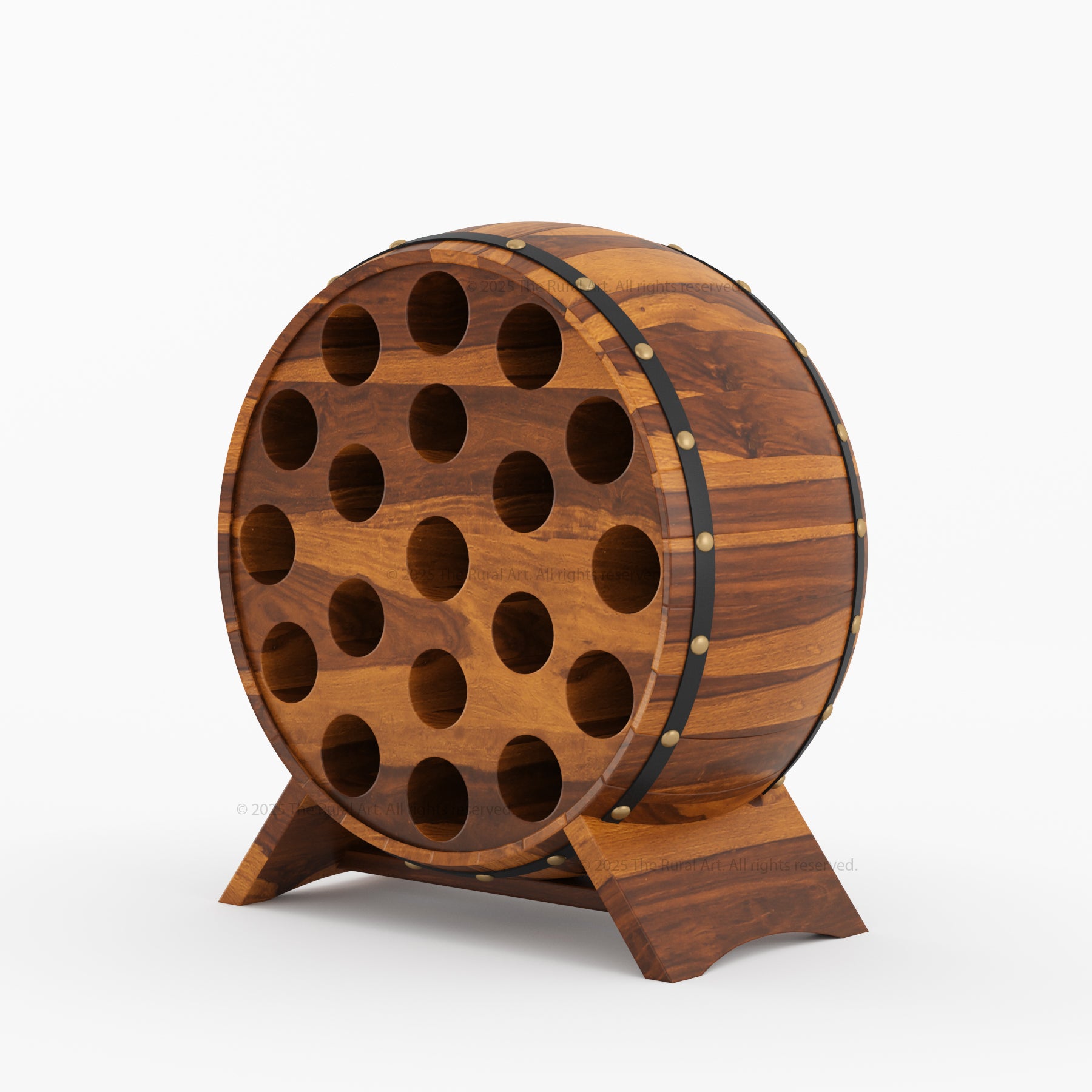 Portland Barrel Style Solid Wood Wine Rack 19 Bottle Holder