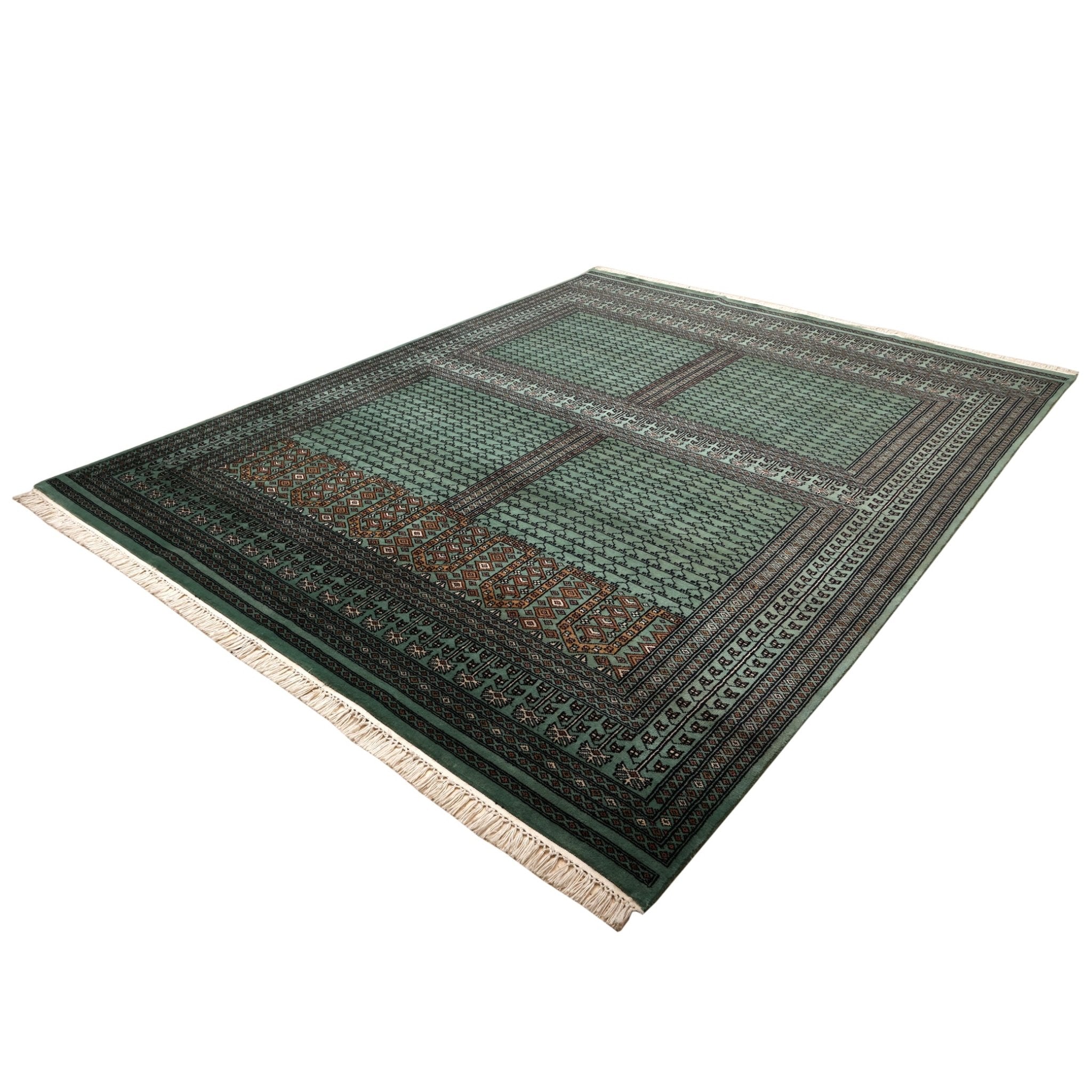 Aspen Hand-Knotted Wool Tribal Rug – Sage Green & Charcoal | Medium Pile Mild Soft Finish