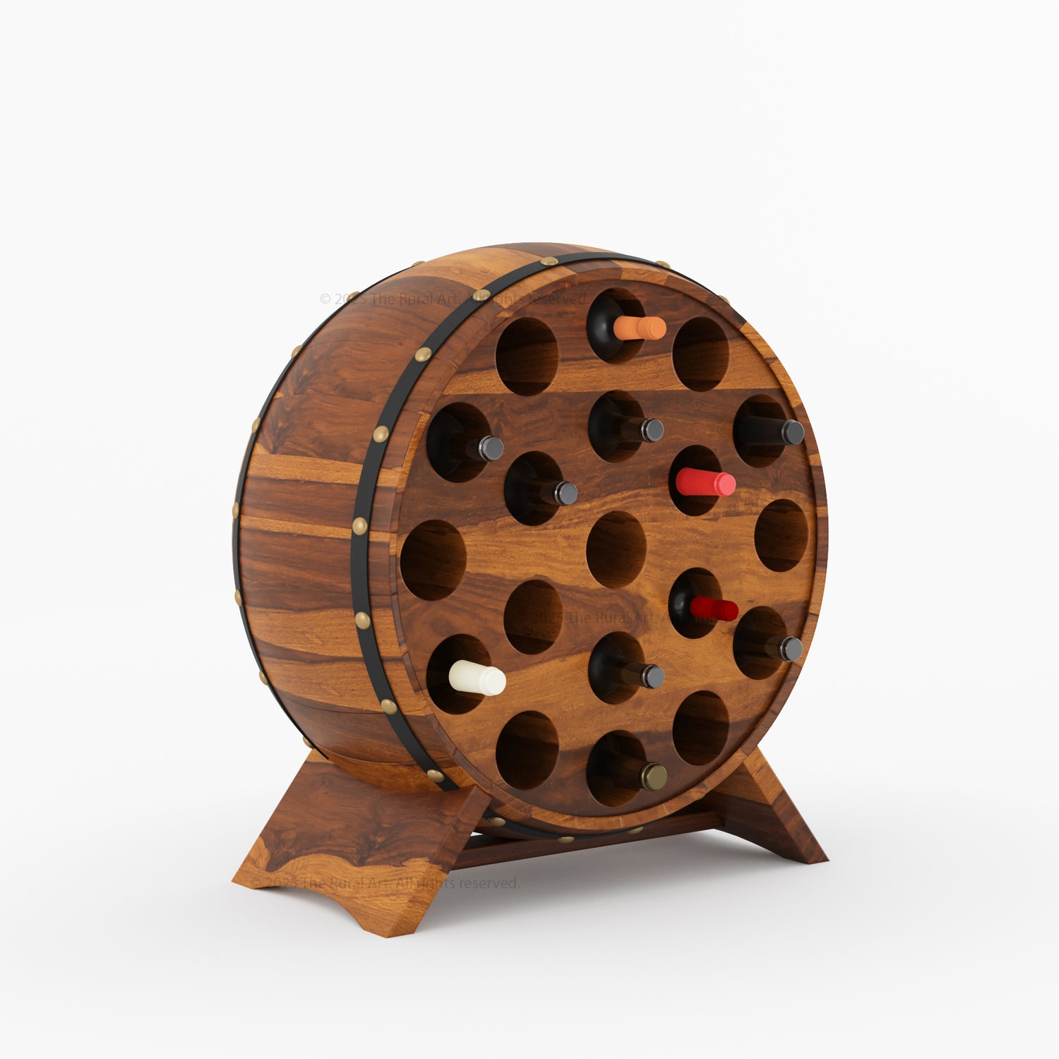 Portland Barrel Style Solid Wood Wine Rack 19 Bottle Holder