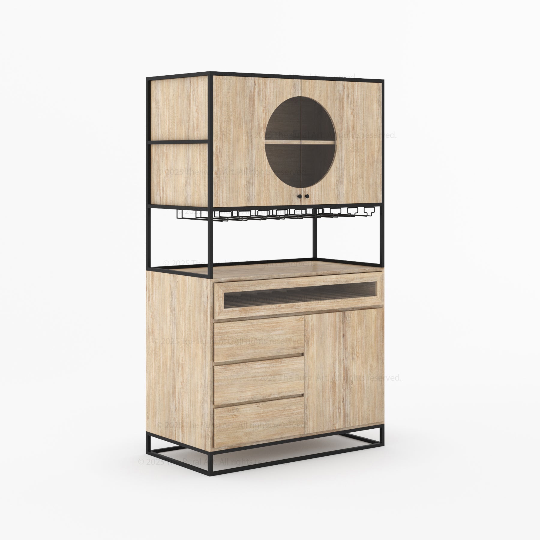 Parma Solid Wood Home Bar Cabinet with Wine Rack & Glass Holders