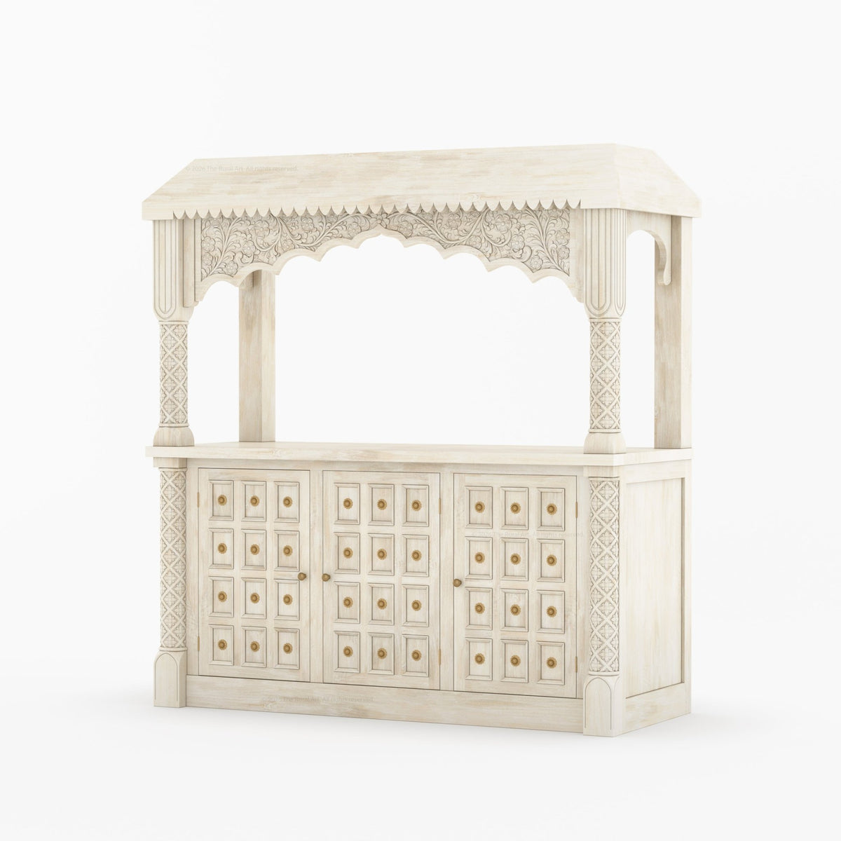 Monterey Hand-Carved Solid Wood Wine Bar Sideboard Cabinet