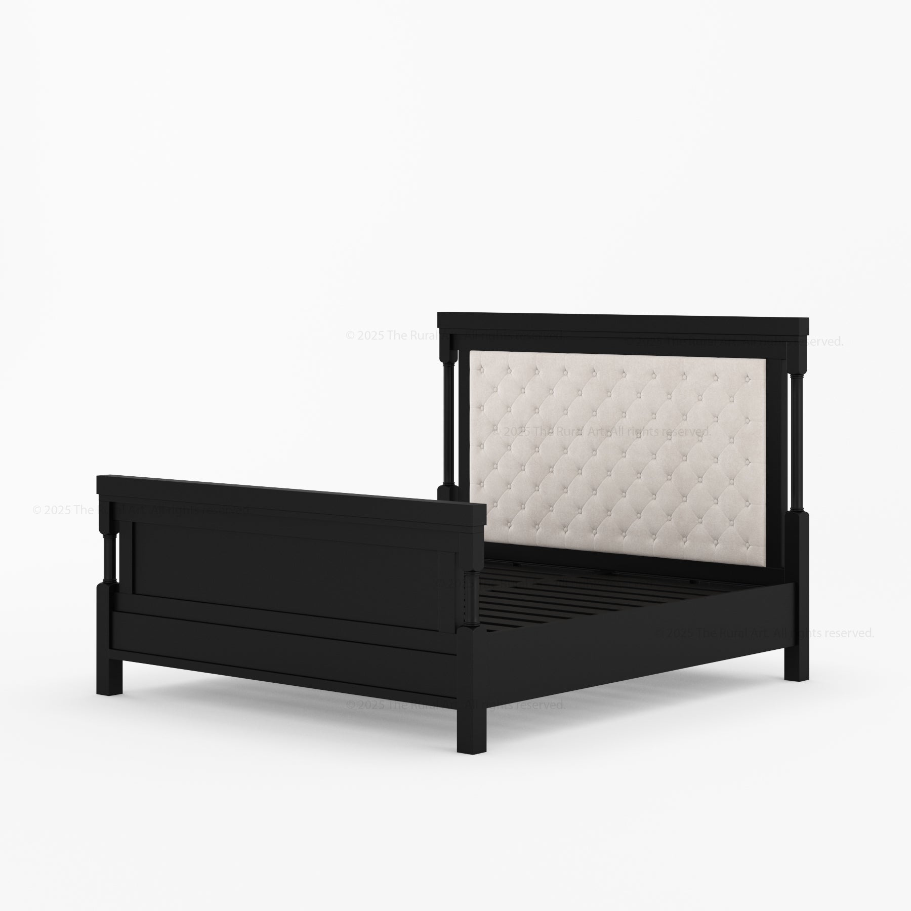 Verona Rustic Solid Wood Tall Headboard Upholstered Bed