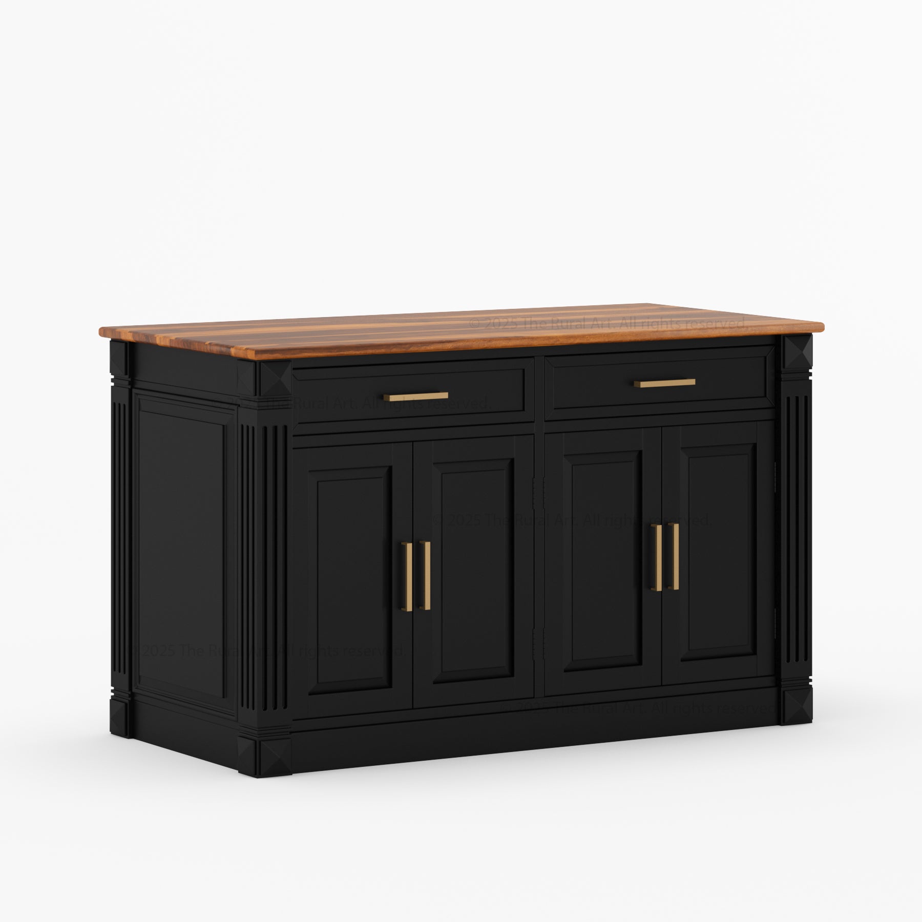 Rochester Solid Wood Classic Black Kitchen Island with Storage