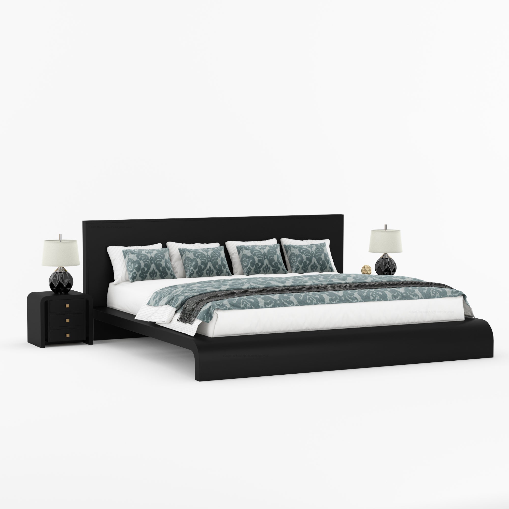 Stockton Solid Wood Curved Platform Bed