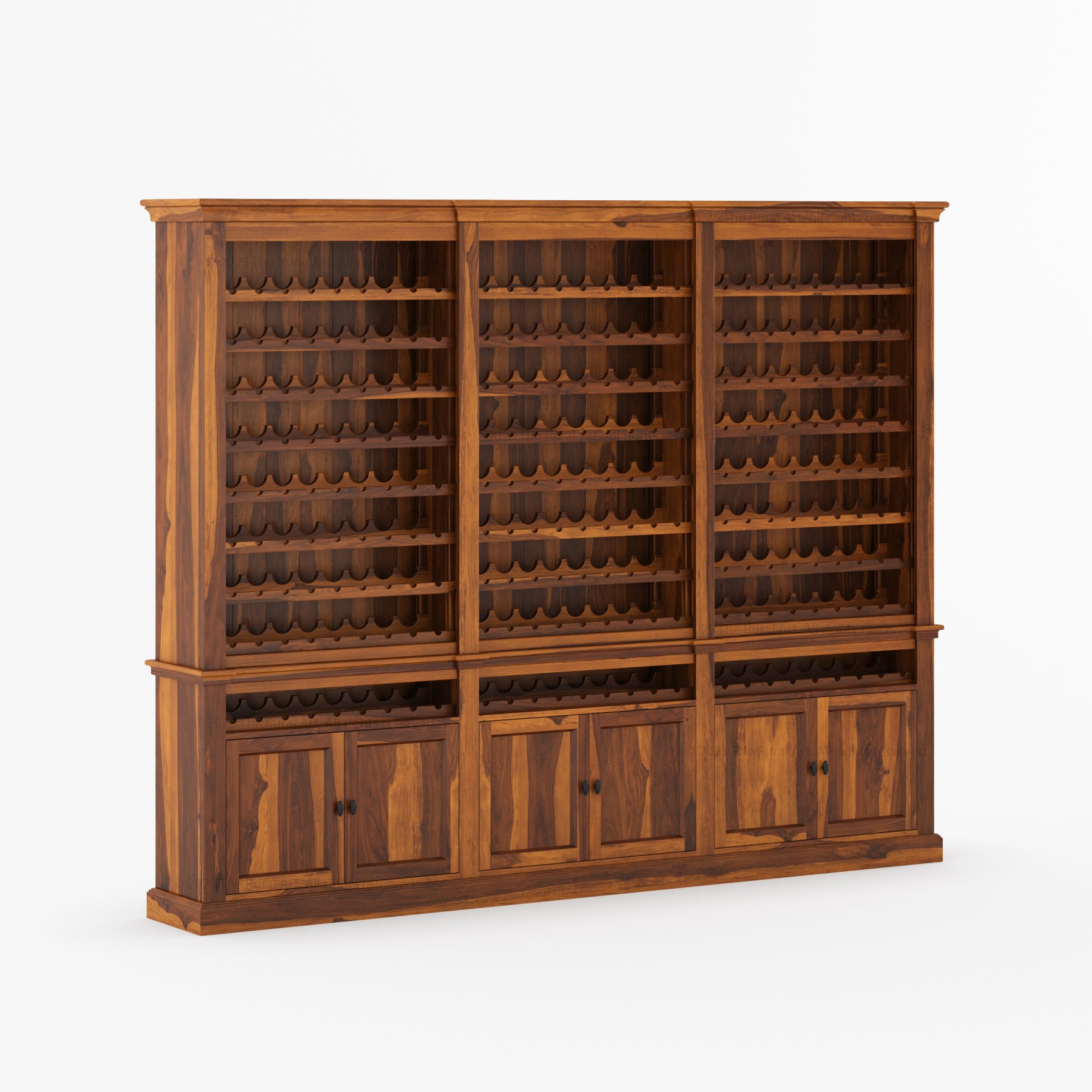 Grand 300 Bottle Wine Cellar Storage Rack Handcrafted In Solid Wood