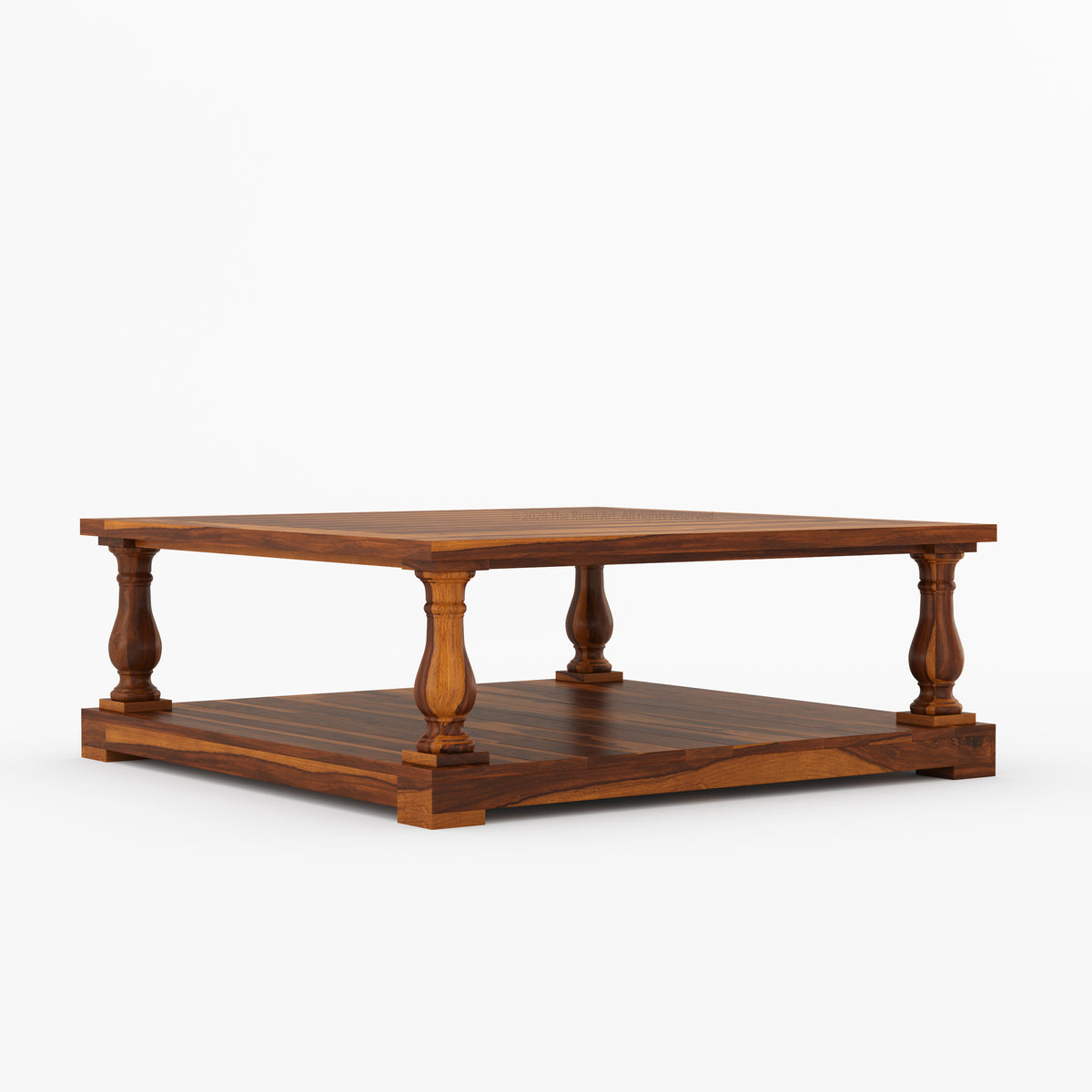 Eureka Modern Two-Tier Solid Wood Coffee Table