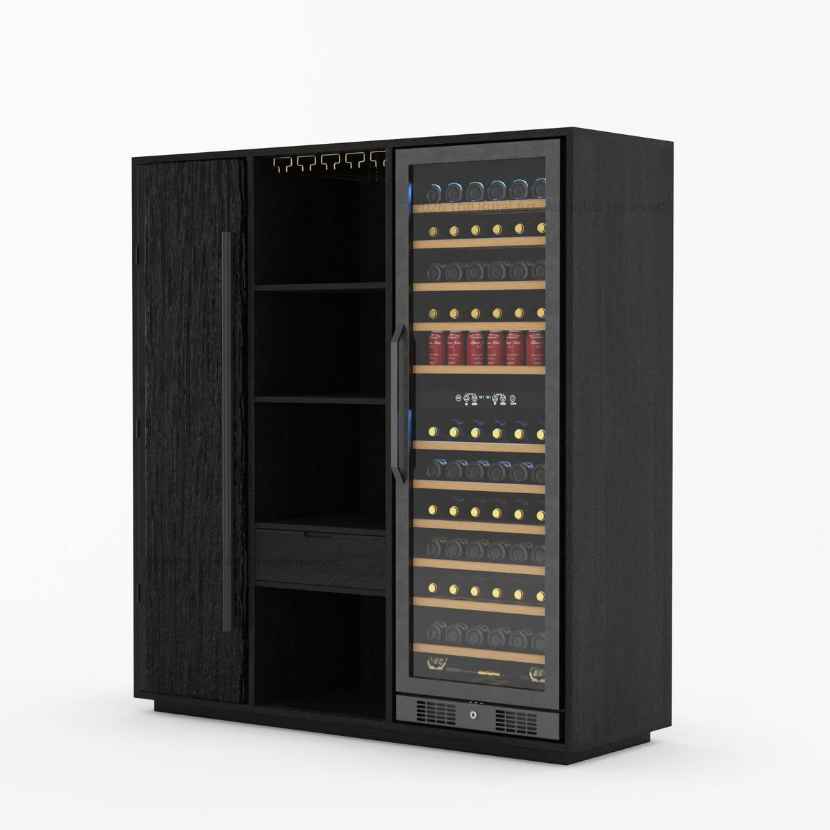 Myers Grand Modern Solid Wood Wine Bar Cabinet with Fridge Cutout