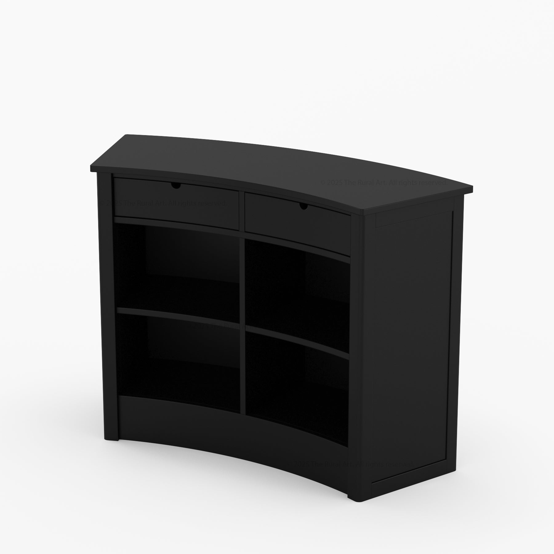 Monarch Modern Black Curved Bar Cabinet with Drawers & Shelves Made Of Solid Wood