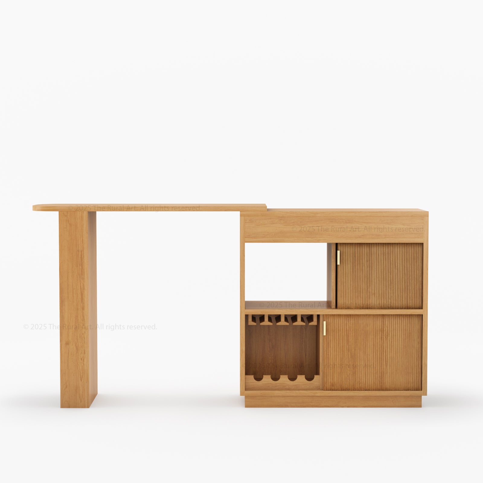 Palo Alto Folding Bar Desk Cabinet | Solid Wood with Wine Storage