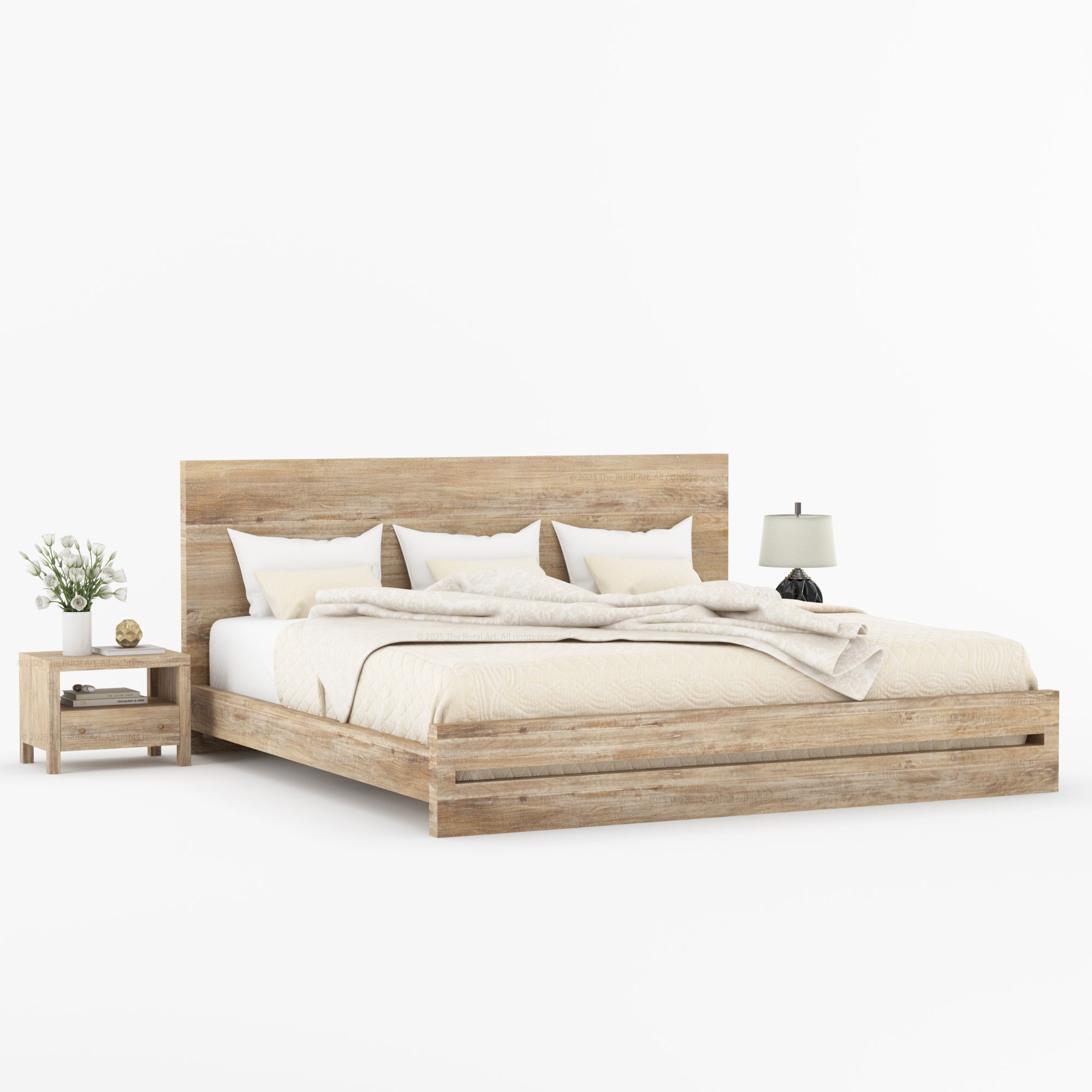 Lompoc Rustic Solid Wood Platform Bed Modern Minimalist Design