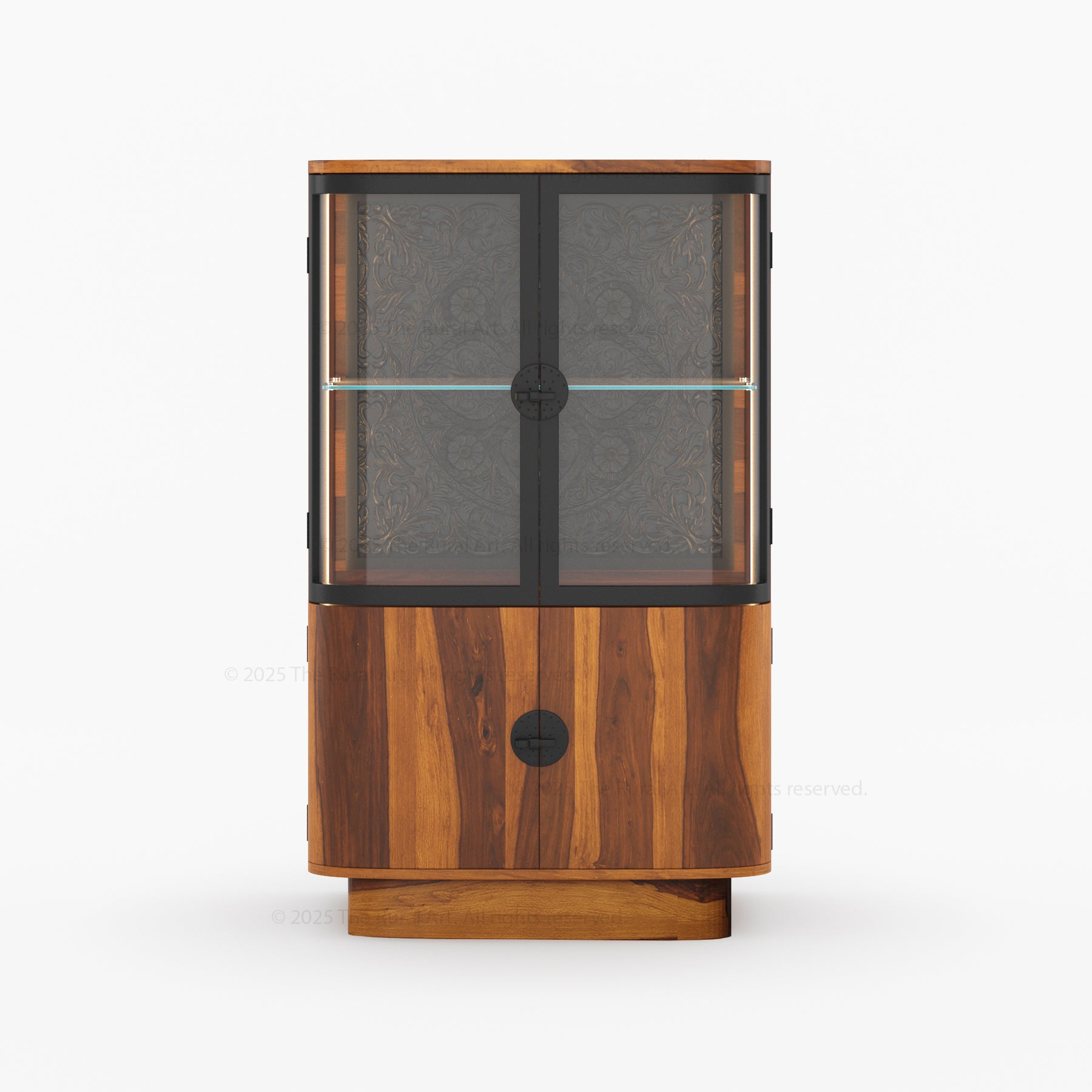 Woodinville Carved Bar Cabinet with Display Rack