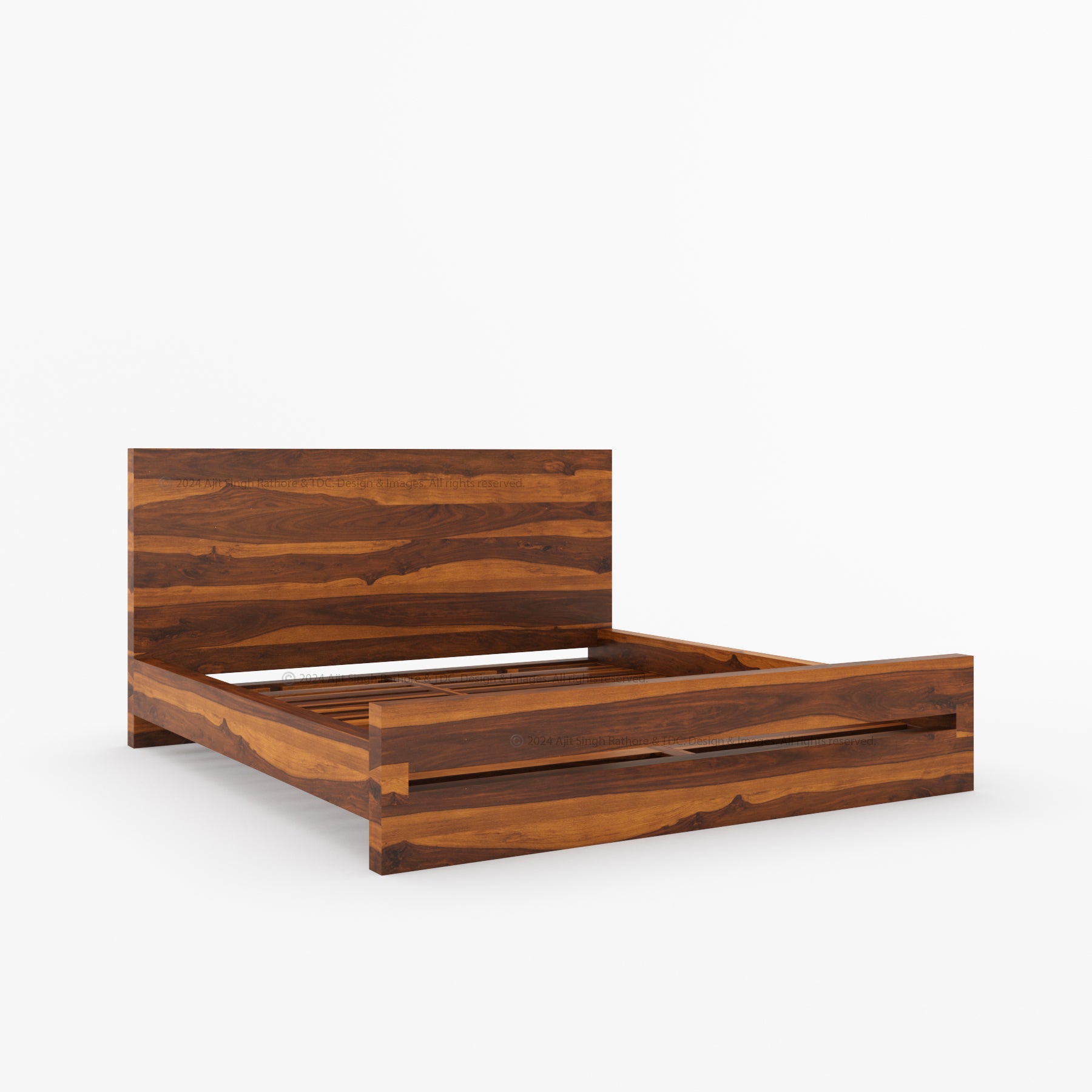 Lompoc Rustic Solid Wood Platform Bed Modern Minimalist Design
