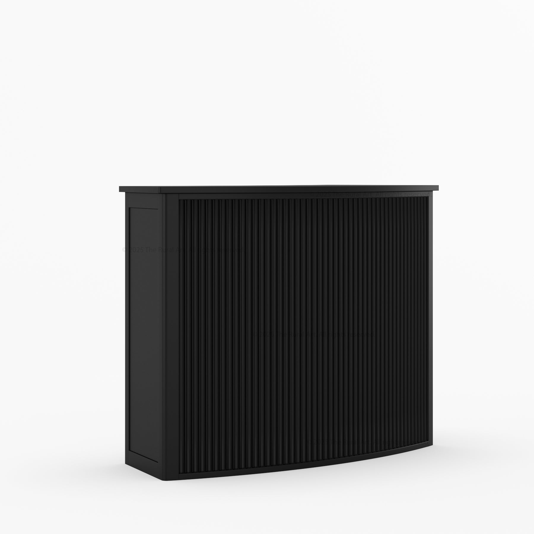 Monarch Modern Black Curved Bar Cabinet with Drawers & Shelves Made Of Solid Wood