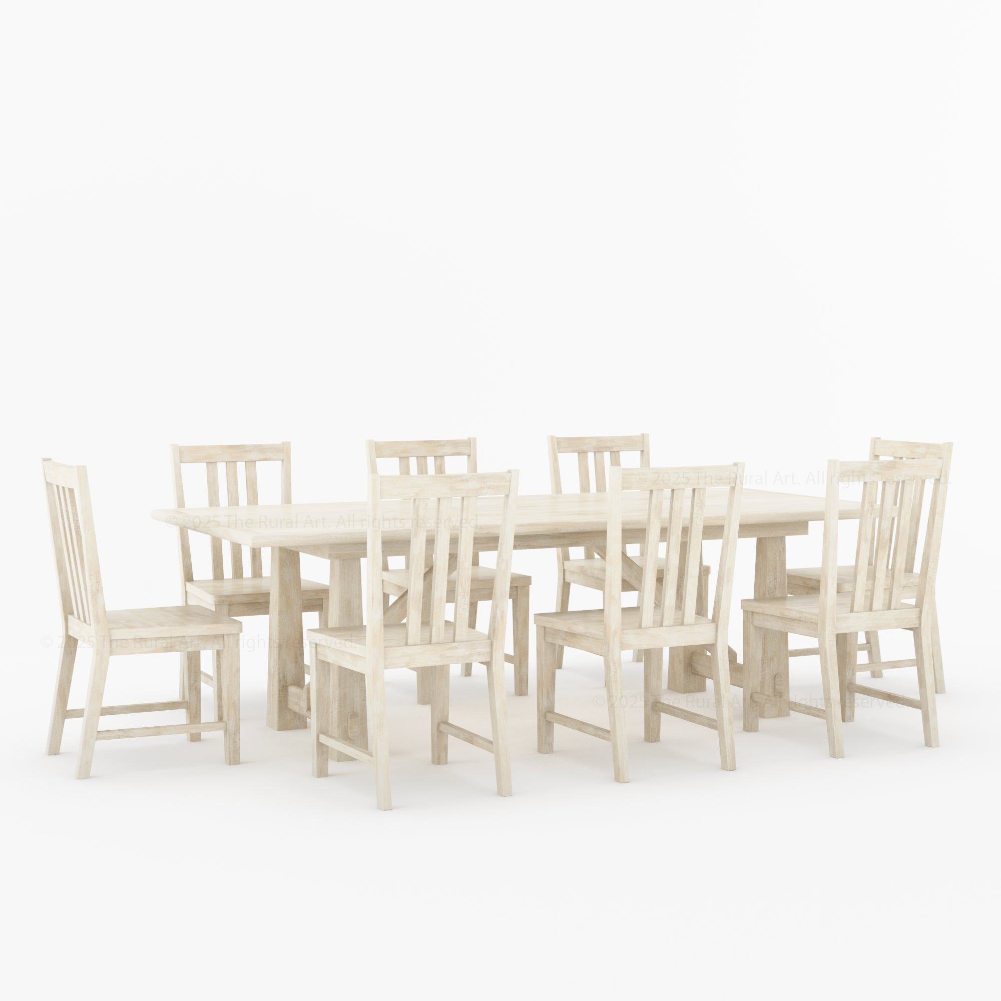 Shelbyville Solid Wood Farmhouse Dining Table & Slatted-Back Chair Set