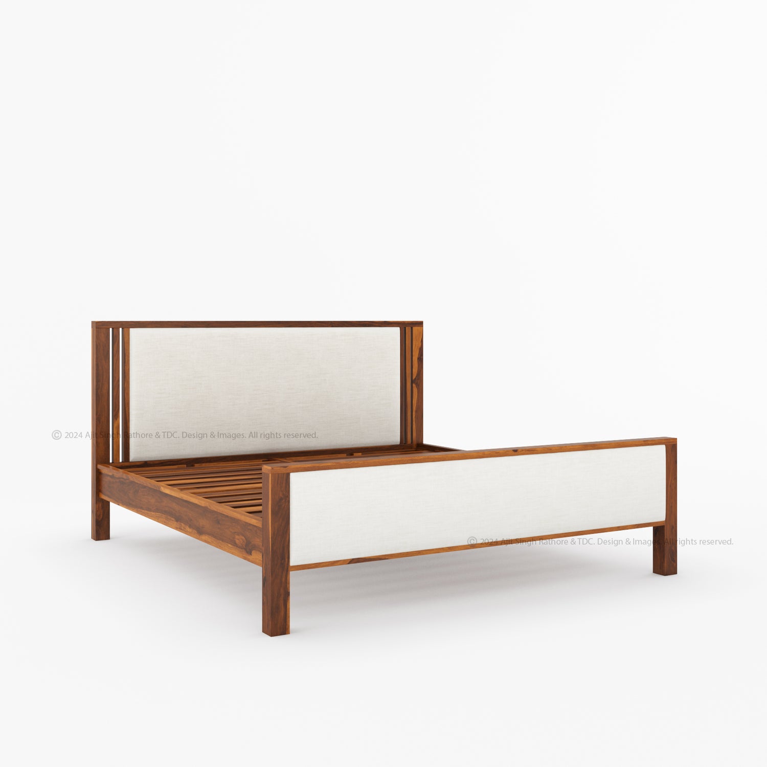 San Marino Premium Solid Indian Rosewood Upholstered Platform Bed