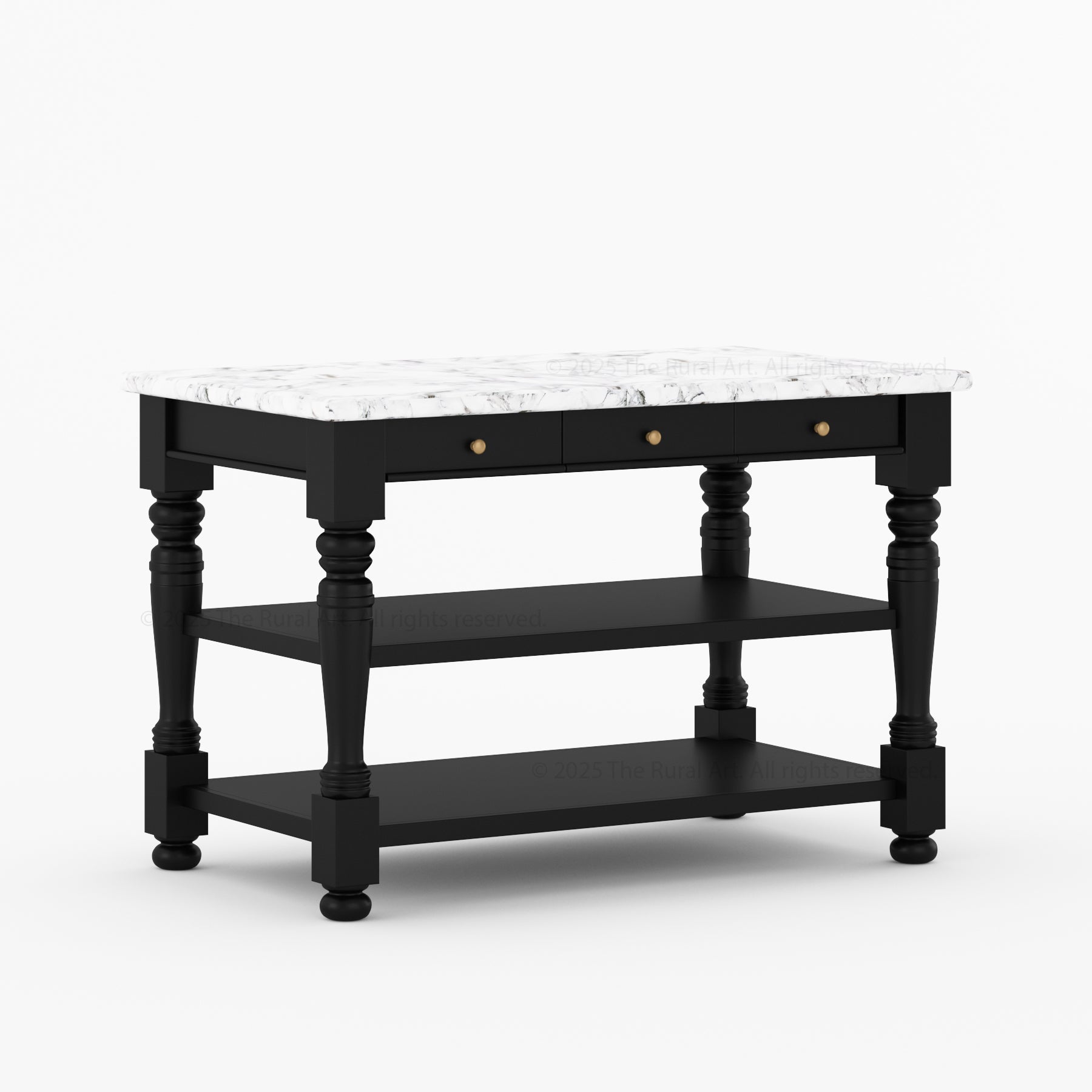 Tampa Solid Wood Kitchen Island with Marble Top