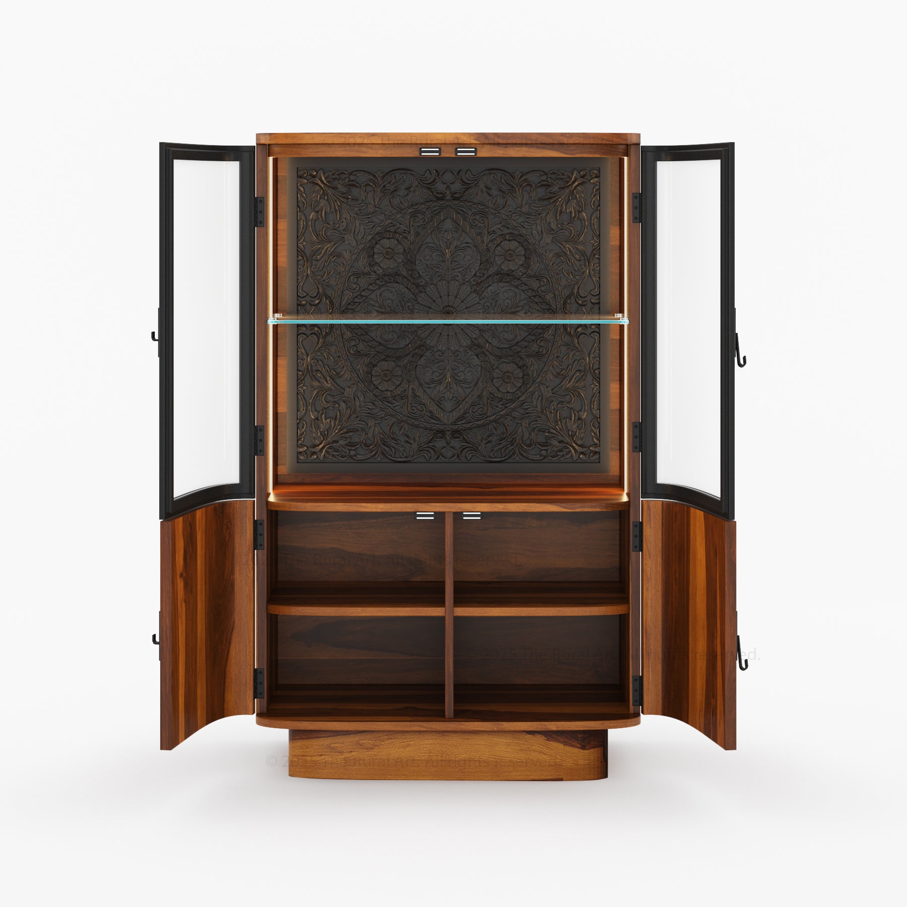 Woodinville Carved Bar Cabinet with Display Rack