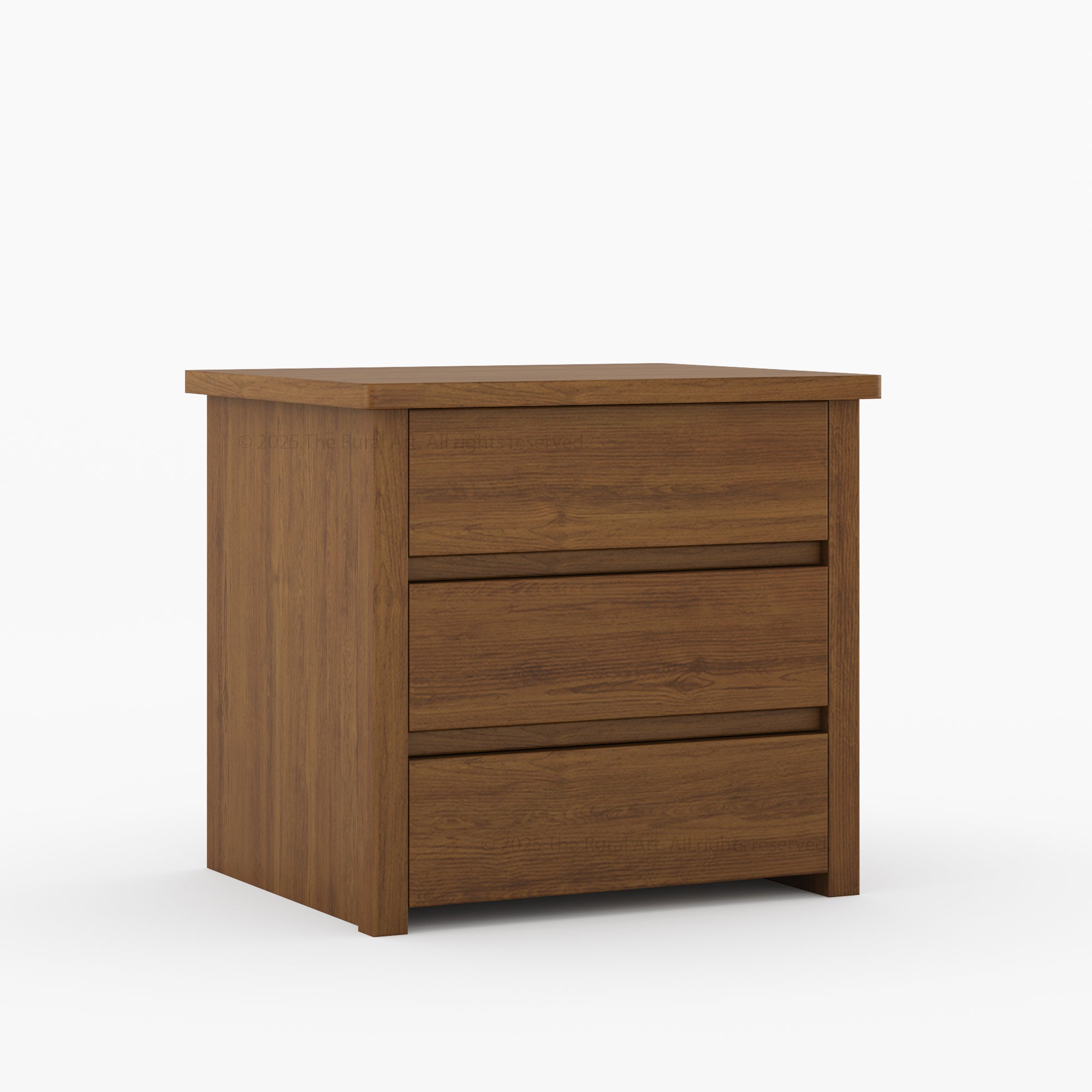 Dallas Solid Wood Bed & Nightstand Set with Slatted Headboard and Iron Accents