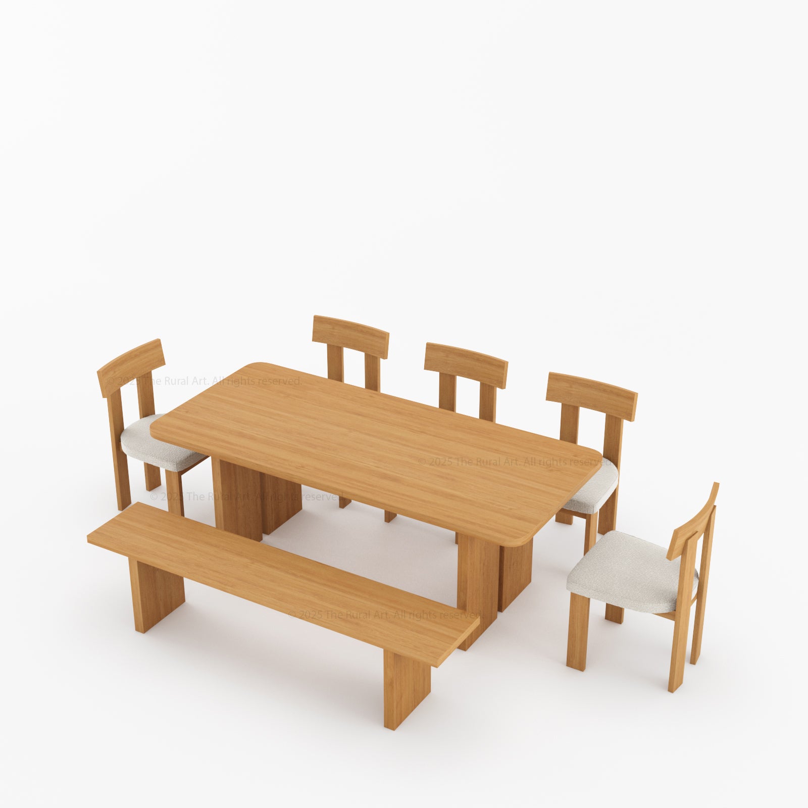 Fontana Solid Wood Modern Rectangle Dining Table Scandinavian Style