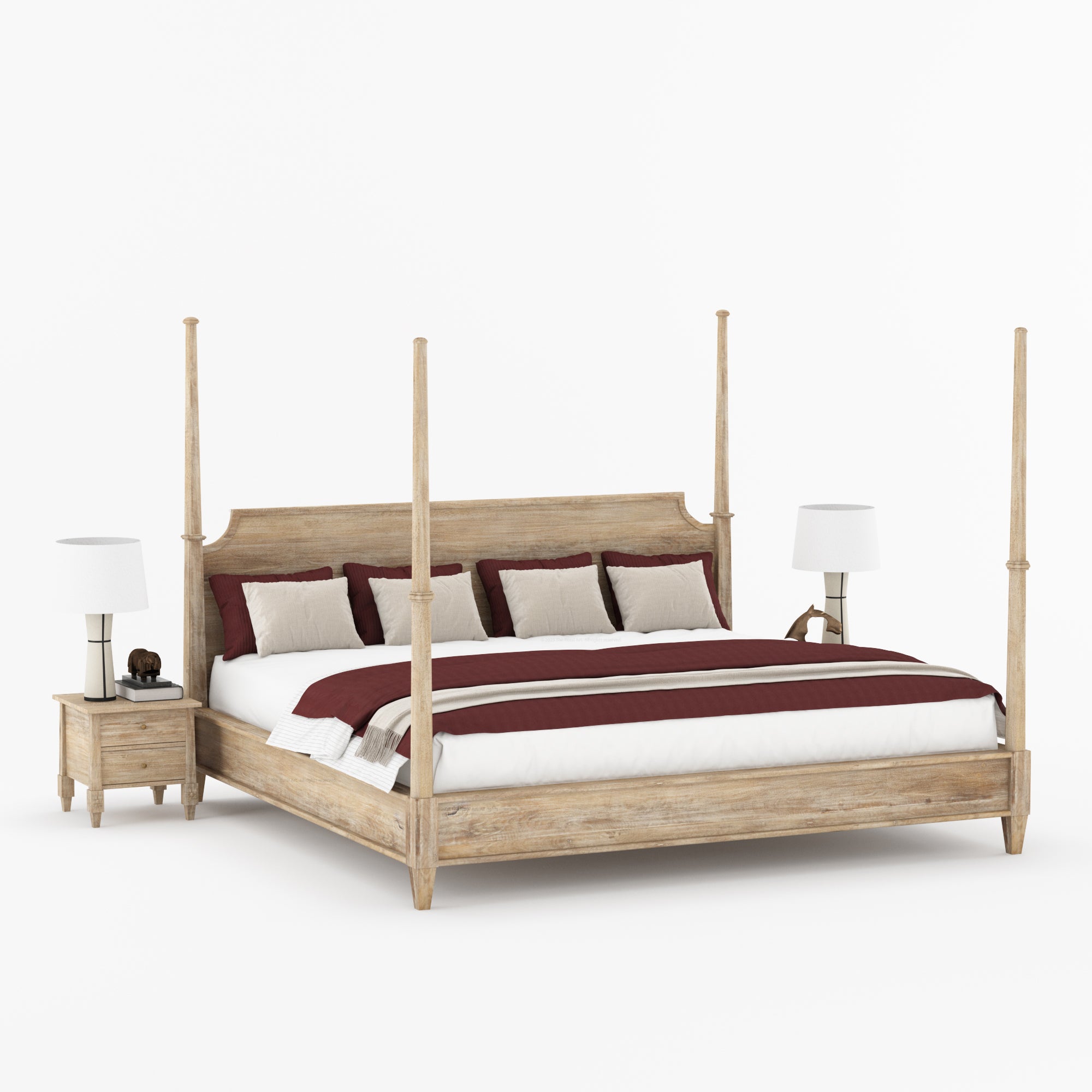 Dothan Heirloom Four-Poster Solid Wood Bed with Sculpted Posts