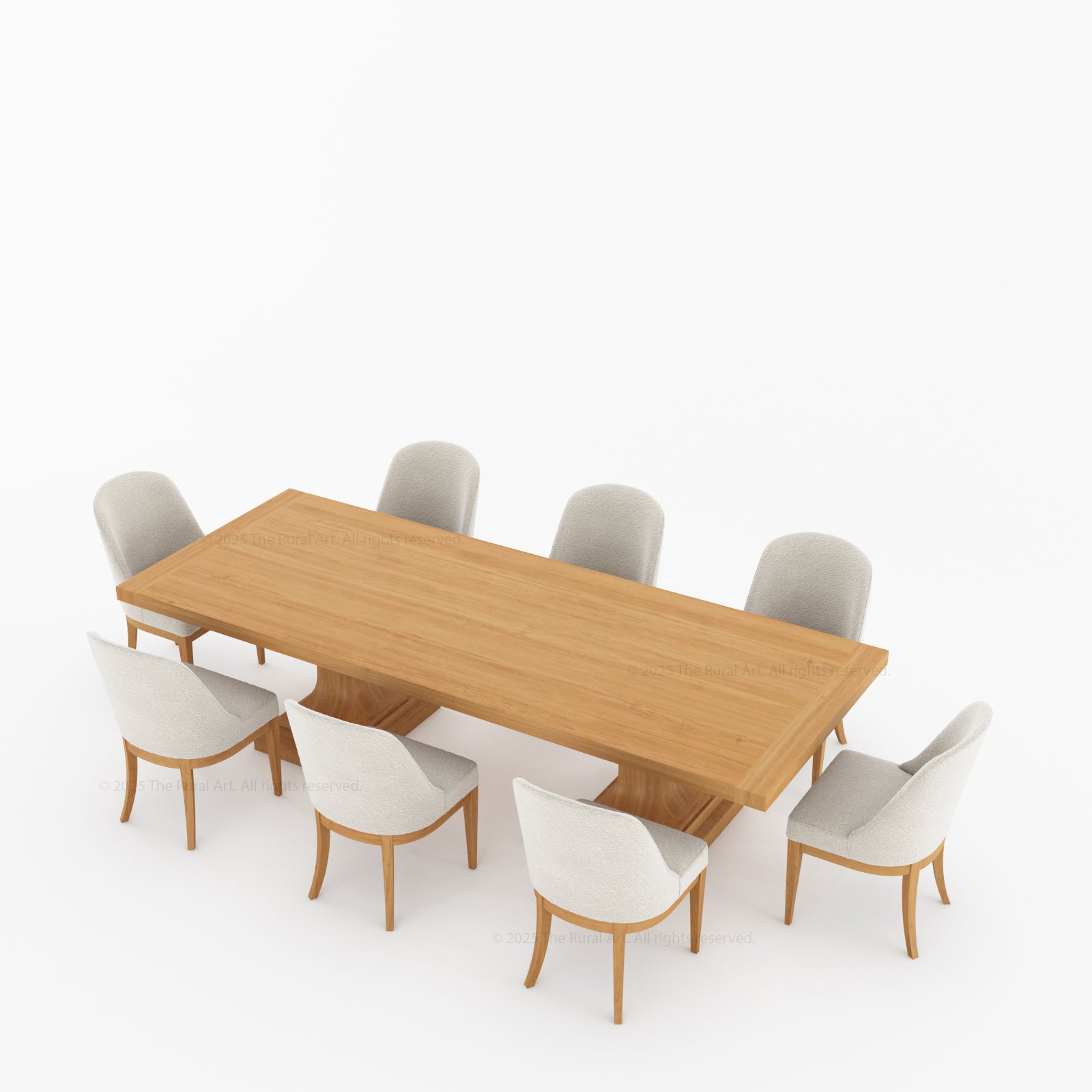 Medina Dining Table Set for 4, 6, 8 and 10 | Solid Wood Pedestal Table & Upholstered Chairs