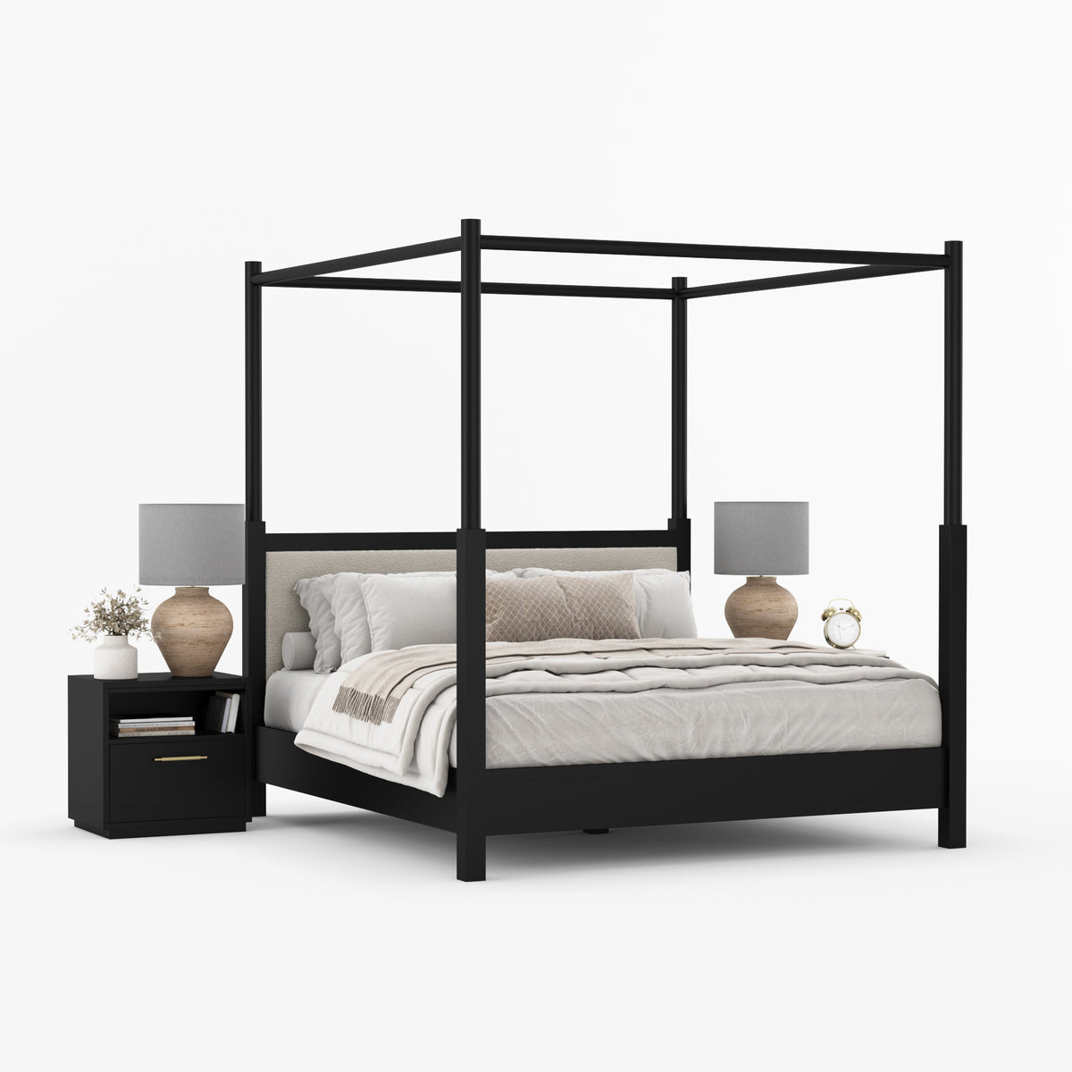 Hartsville Upholstered Solid Wood Canopy Bed