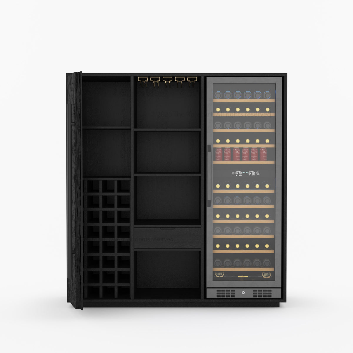 Myers Grand Modern Solid Wood Wine Bar Cabinet with Fridge Cutout