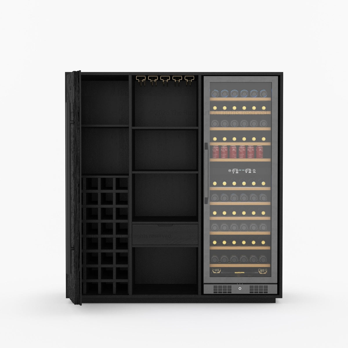 Myers Grand Modern Solid Wood Wine Bar Cabinet with Fridge Cutout