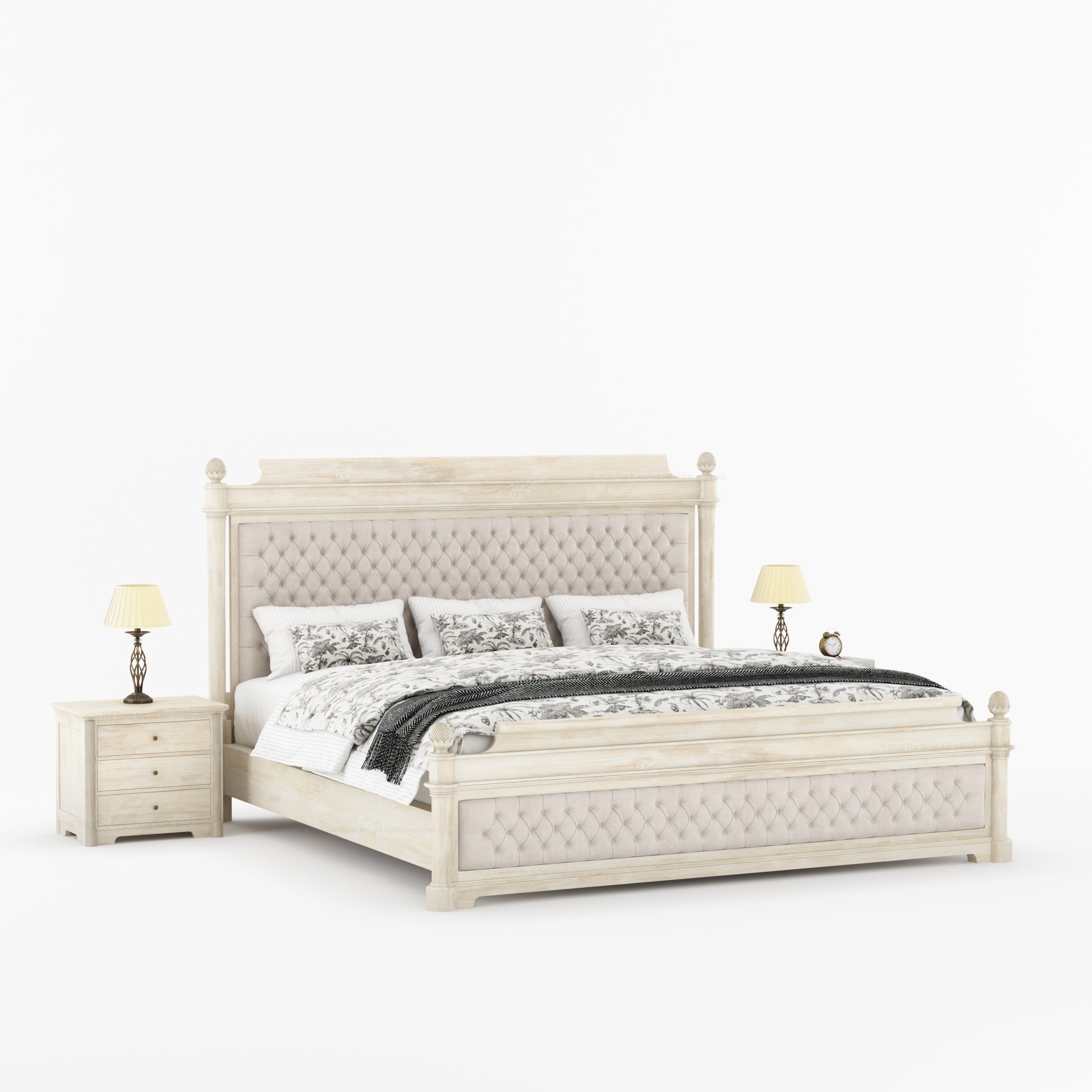 Abilene Solid Wood Platform Bed with Hand Tufted Upholstered Headboard