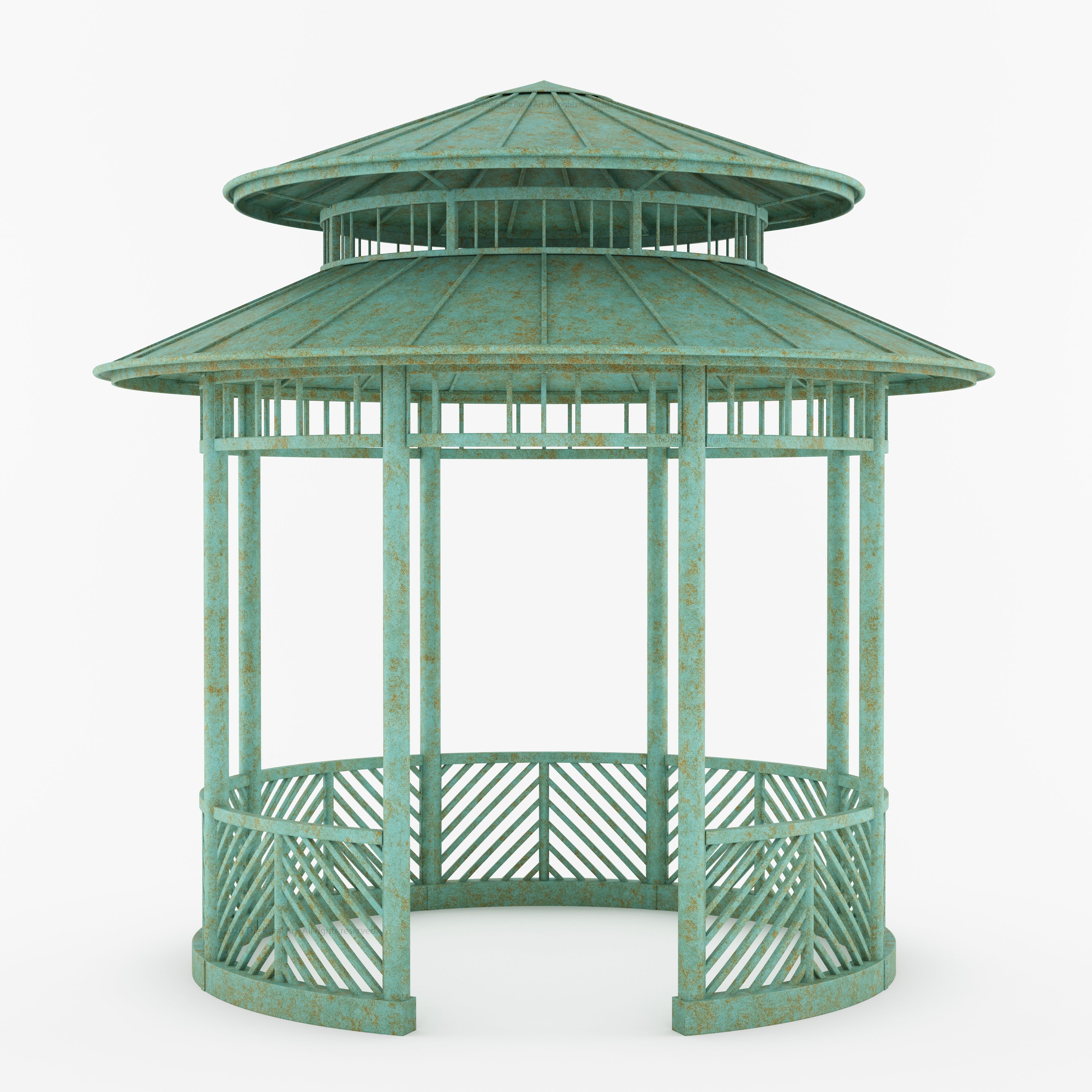 Portsmouth Double-Tier Estate Pavilion Wrought Iron Garden Gazebo