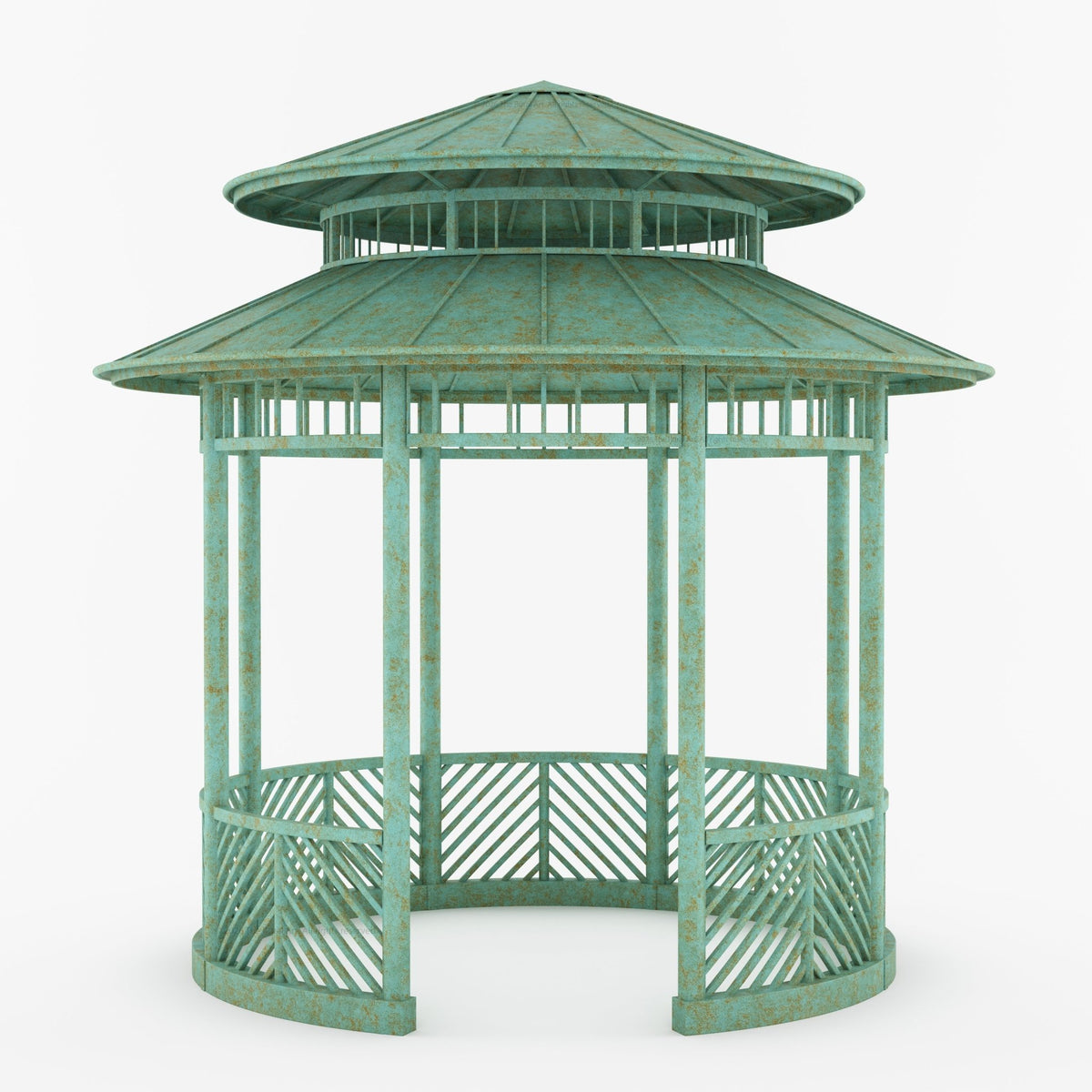 Portsmouth Double-Tier Estate Pavilion Wrought Iron Garden Gazebo