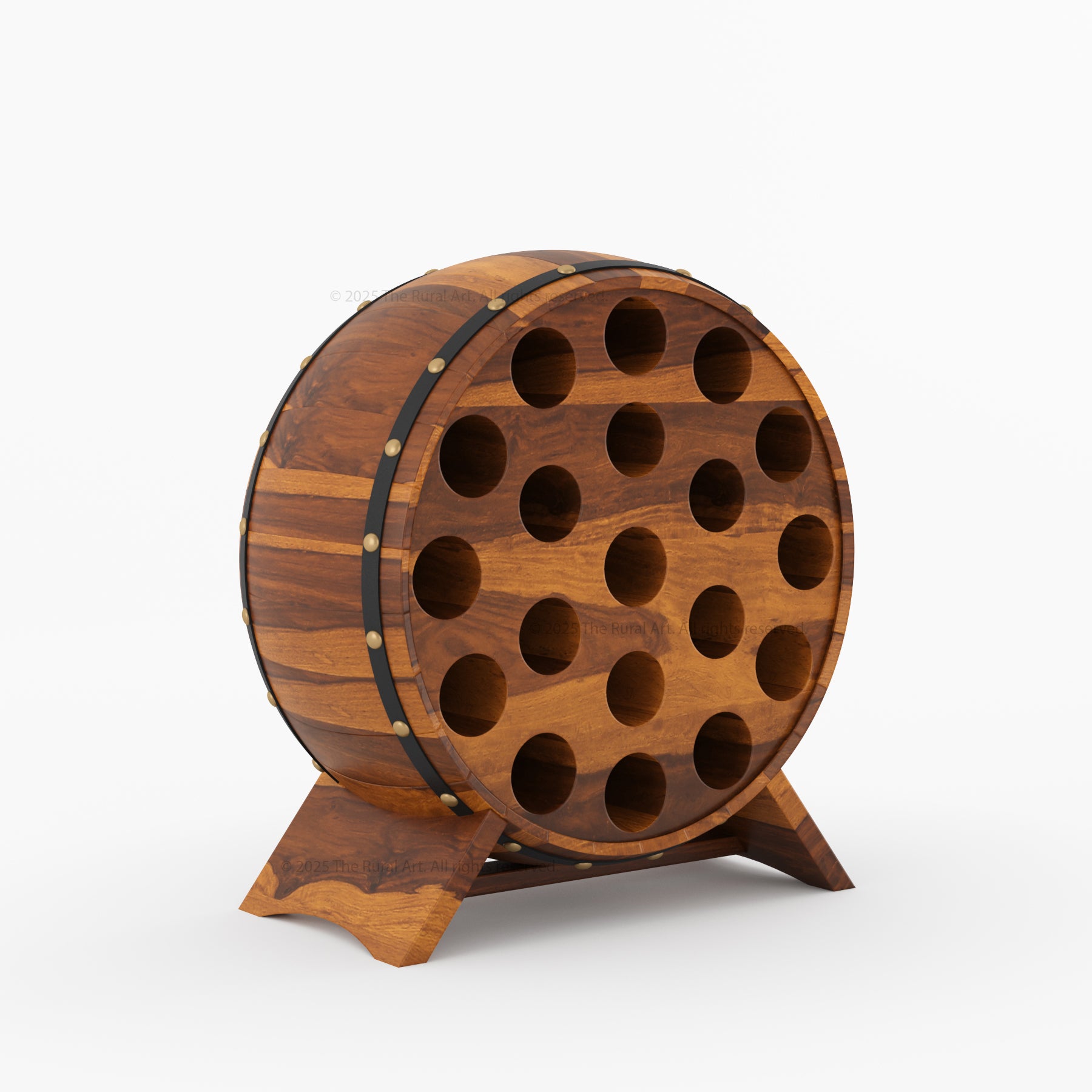 Portland Barrel Style Solid Wood Wine Rack 19 Bottle Holder