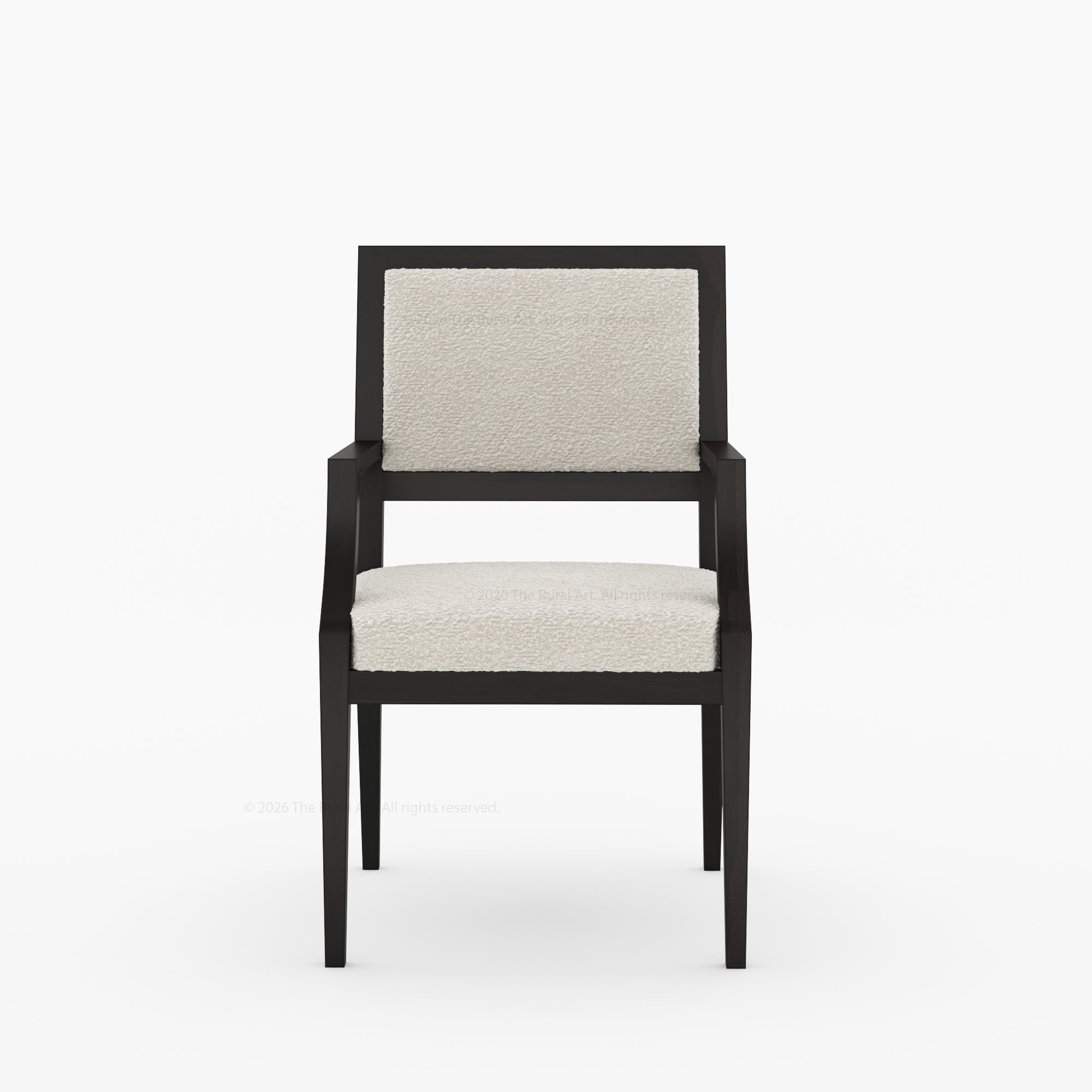 Winslow Solid Wood Dining Arm Chair with Boucle Upholstery