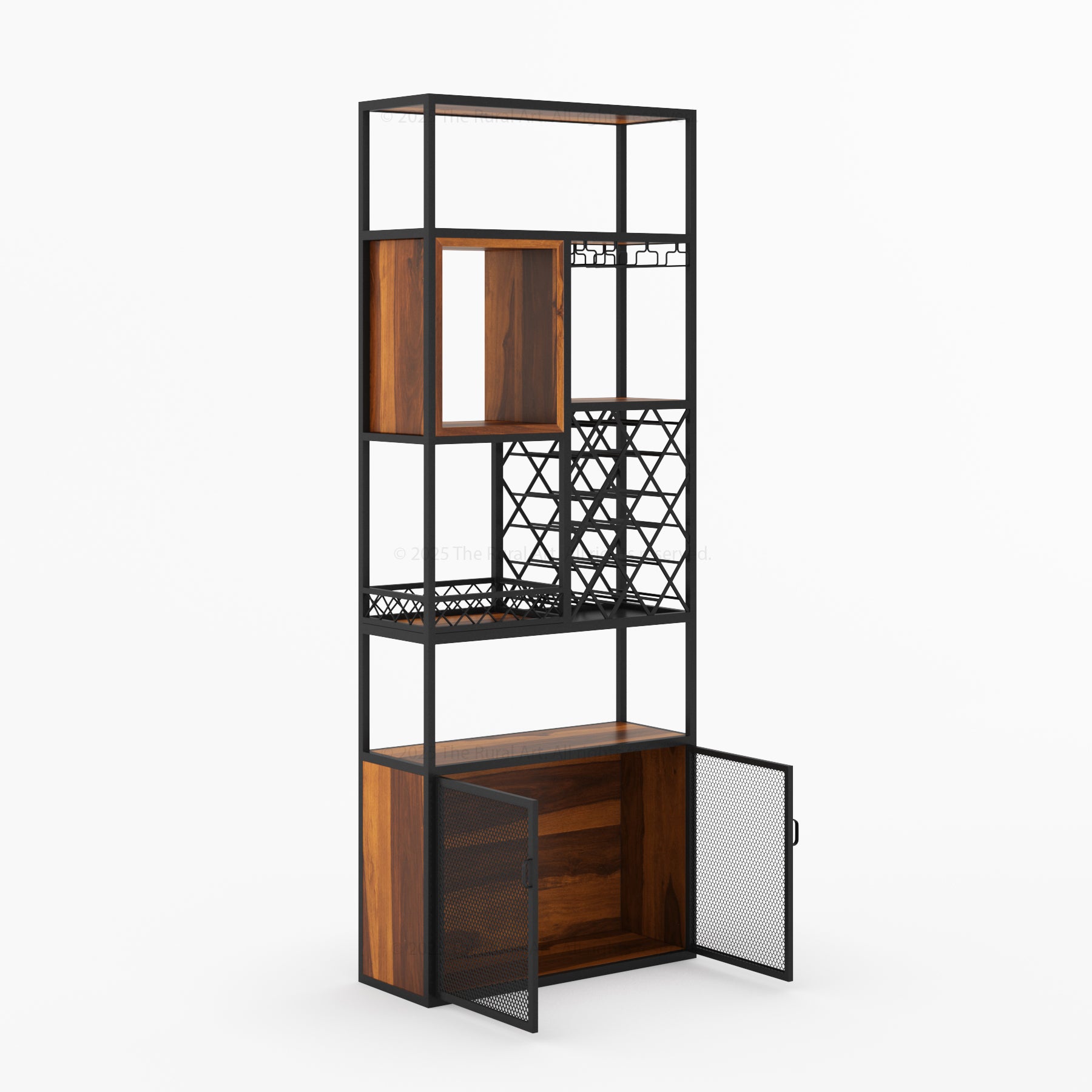 Philadelphia Modular Industrial Home Wine Bar Cabinet Rack