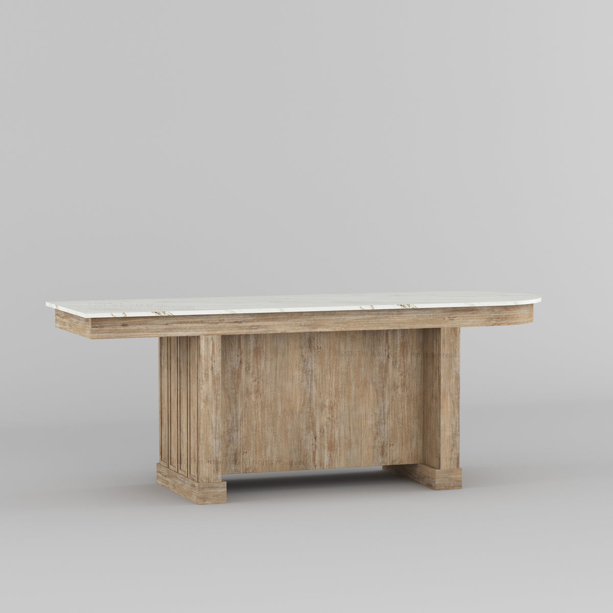 Portland Solid Wood Kitchen Island with Marble Countertop and Optional Stool Set
