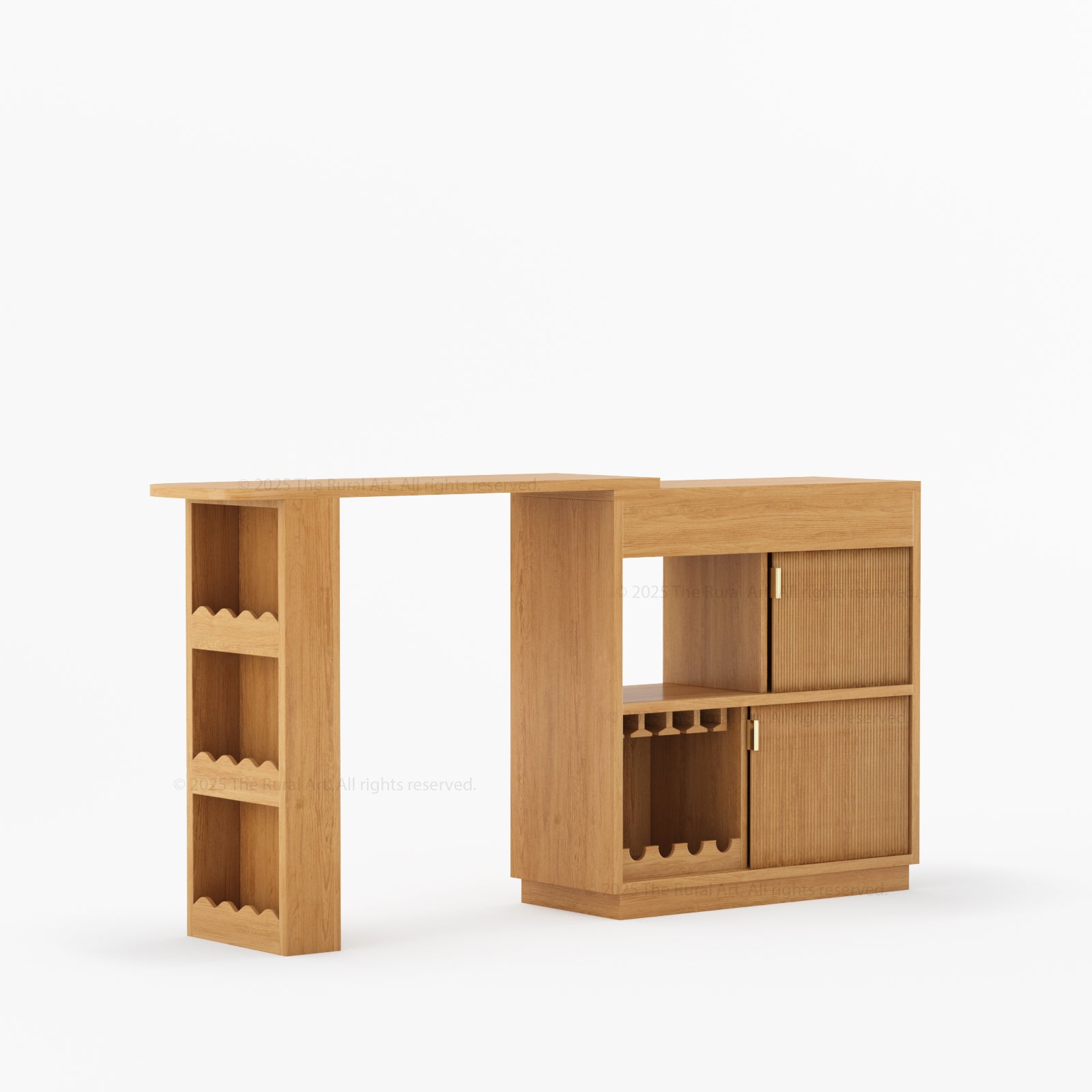 Palo Alto Folding Bar Desk Cabinet | Solid Wood with Wine Storage