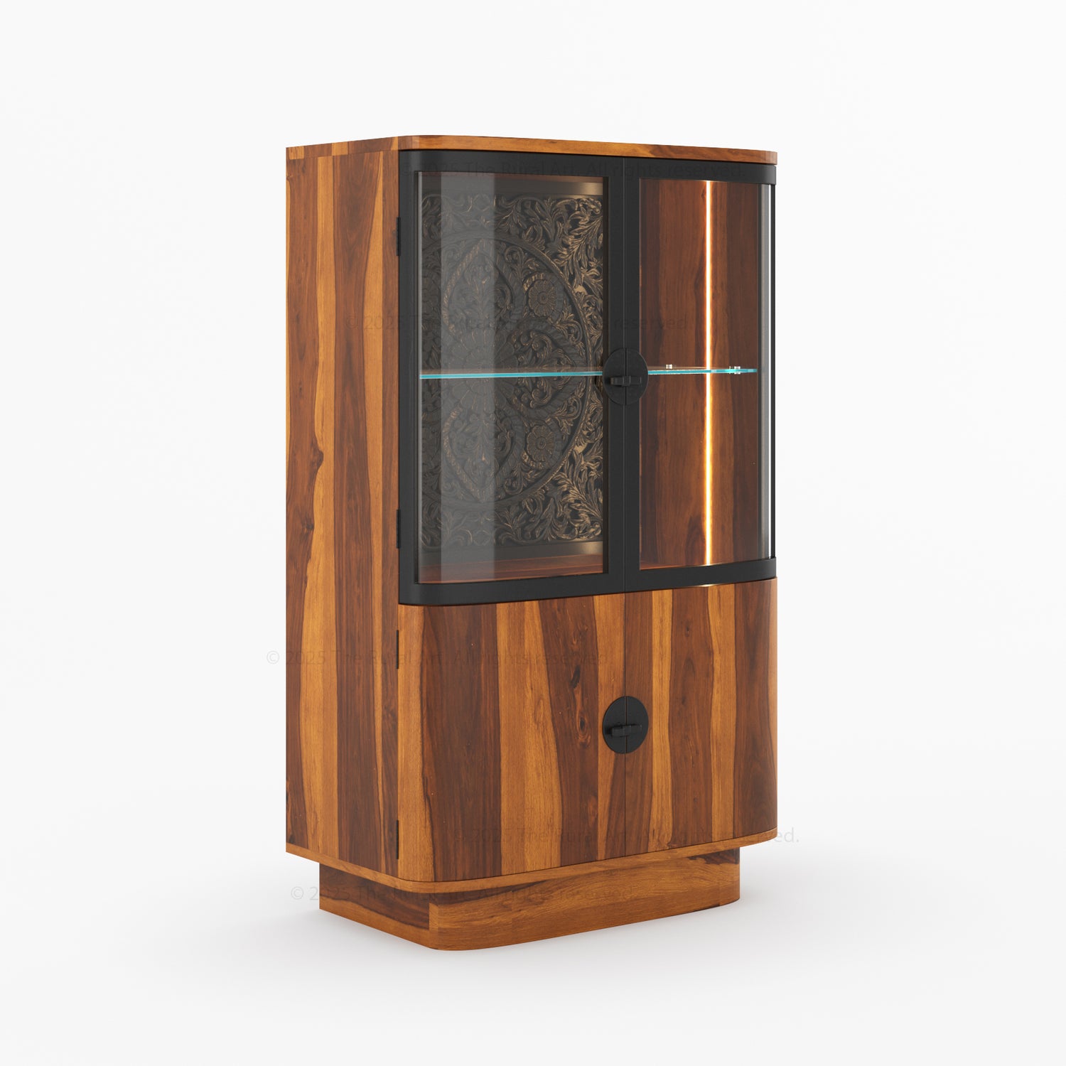 Woodinville Carved Bar Cabinet with Display Rack