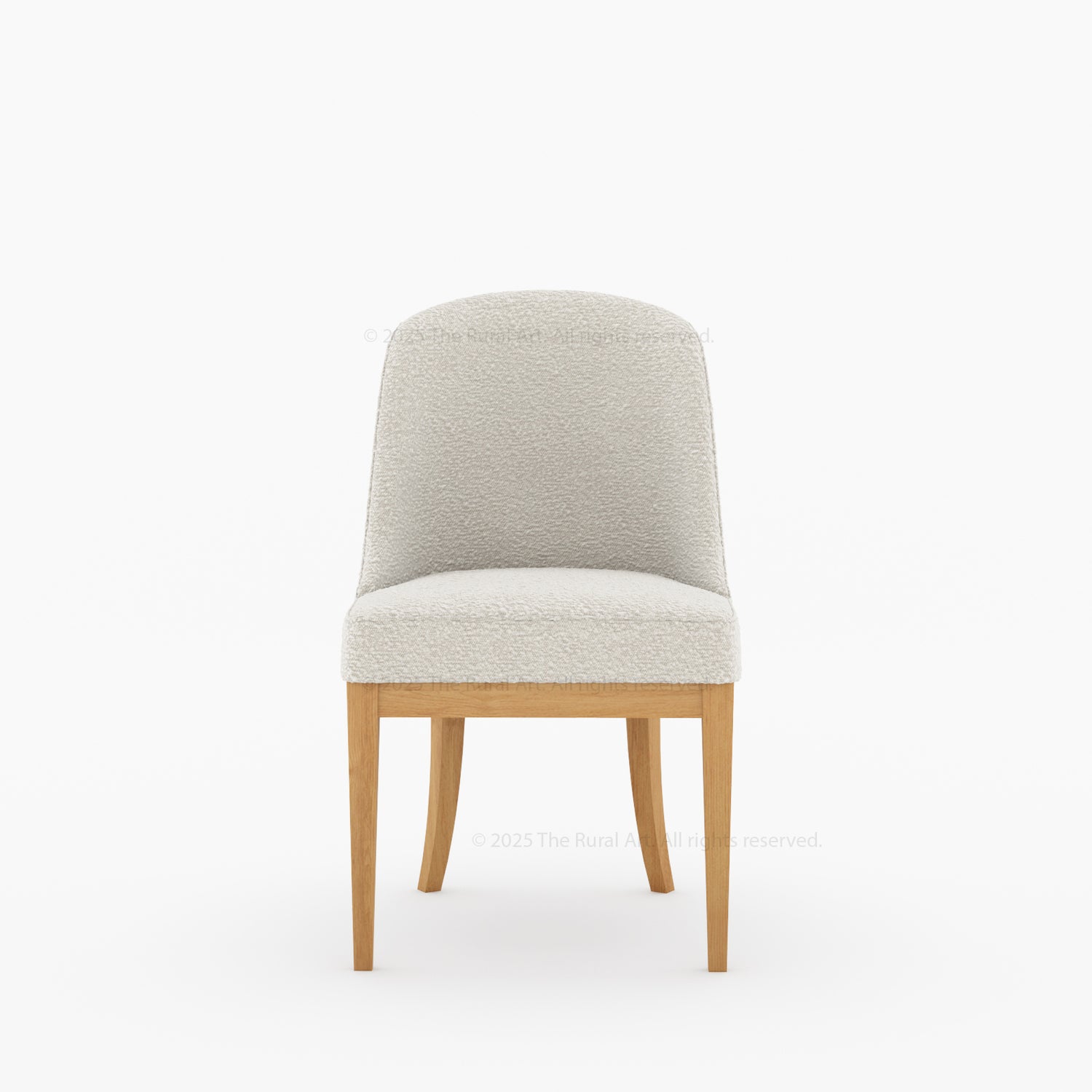 Medina Upholstered Dining Chair | Mid-Century Modern Solid Wood Chair with Curved Back